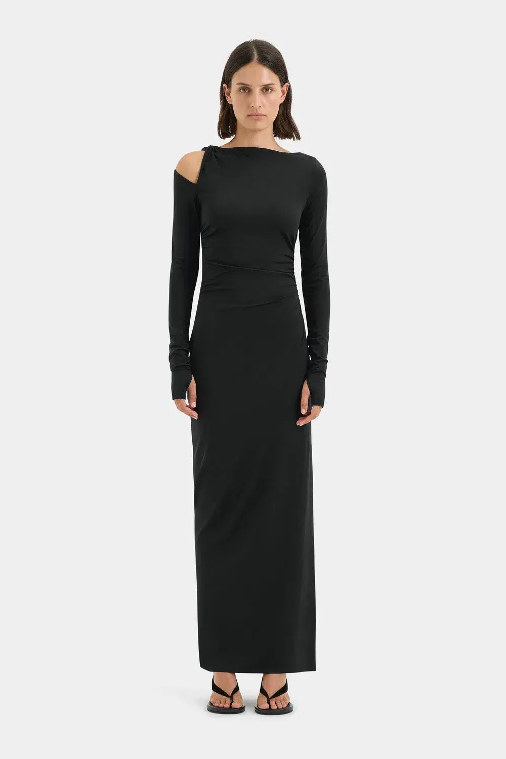 Sir the Label Elm Long Sleeve Midi Dress  in Black Size 8 for rent on The Volte - main image