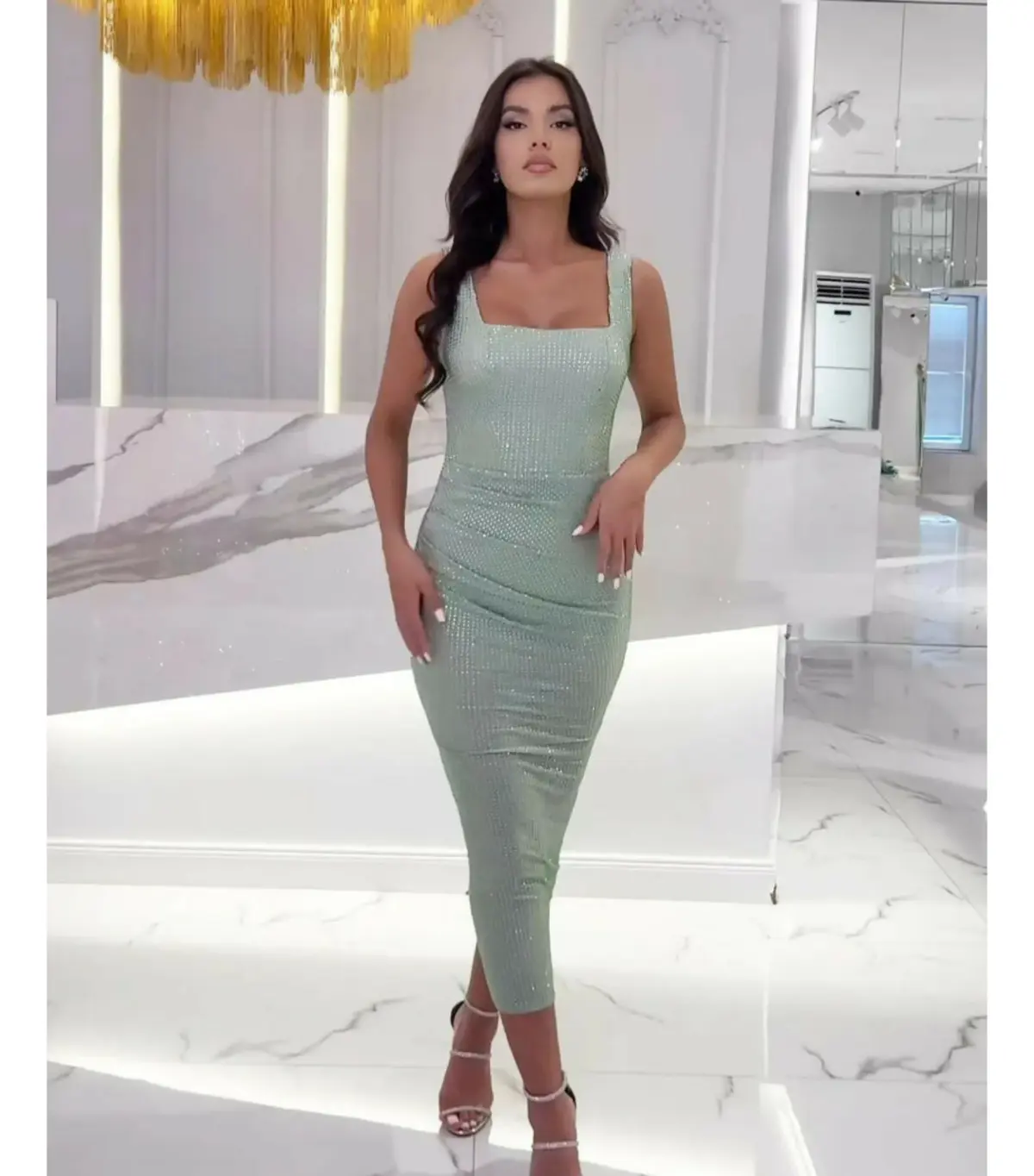 Vlora & Kaltrina Midi Dress in Silver Size 12 - Image 1