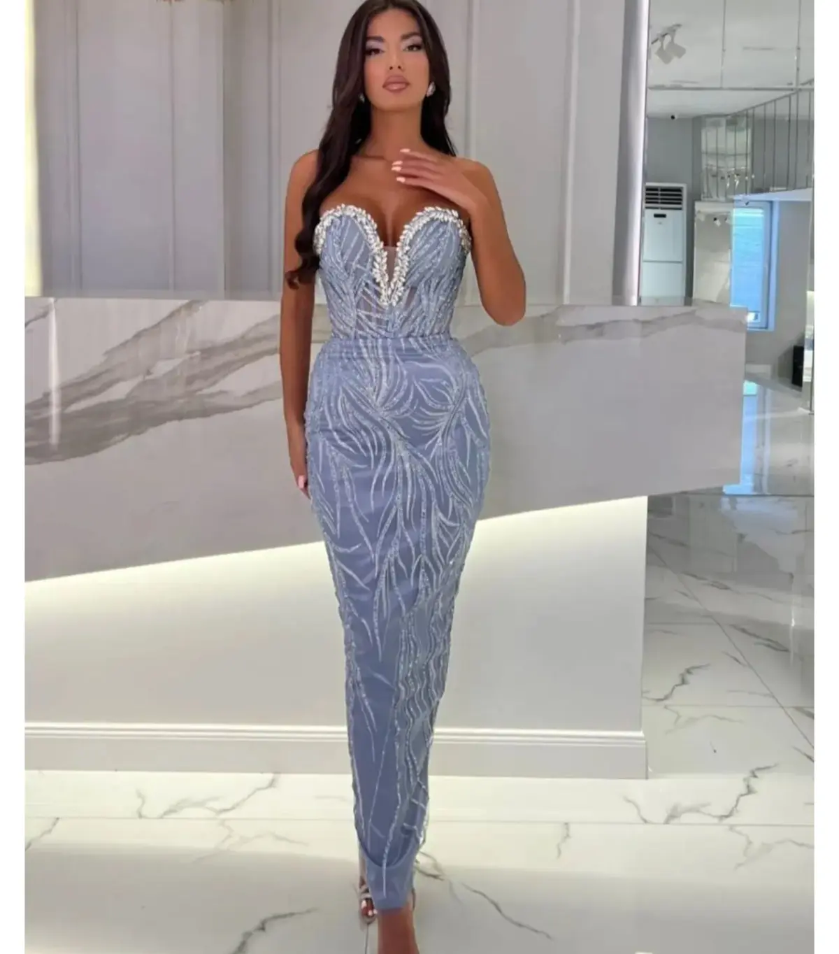 Vlora & Kaltrina Gown Light Blue Size 8 - Image 1