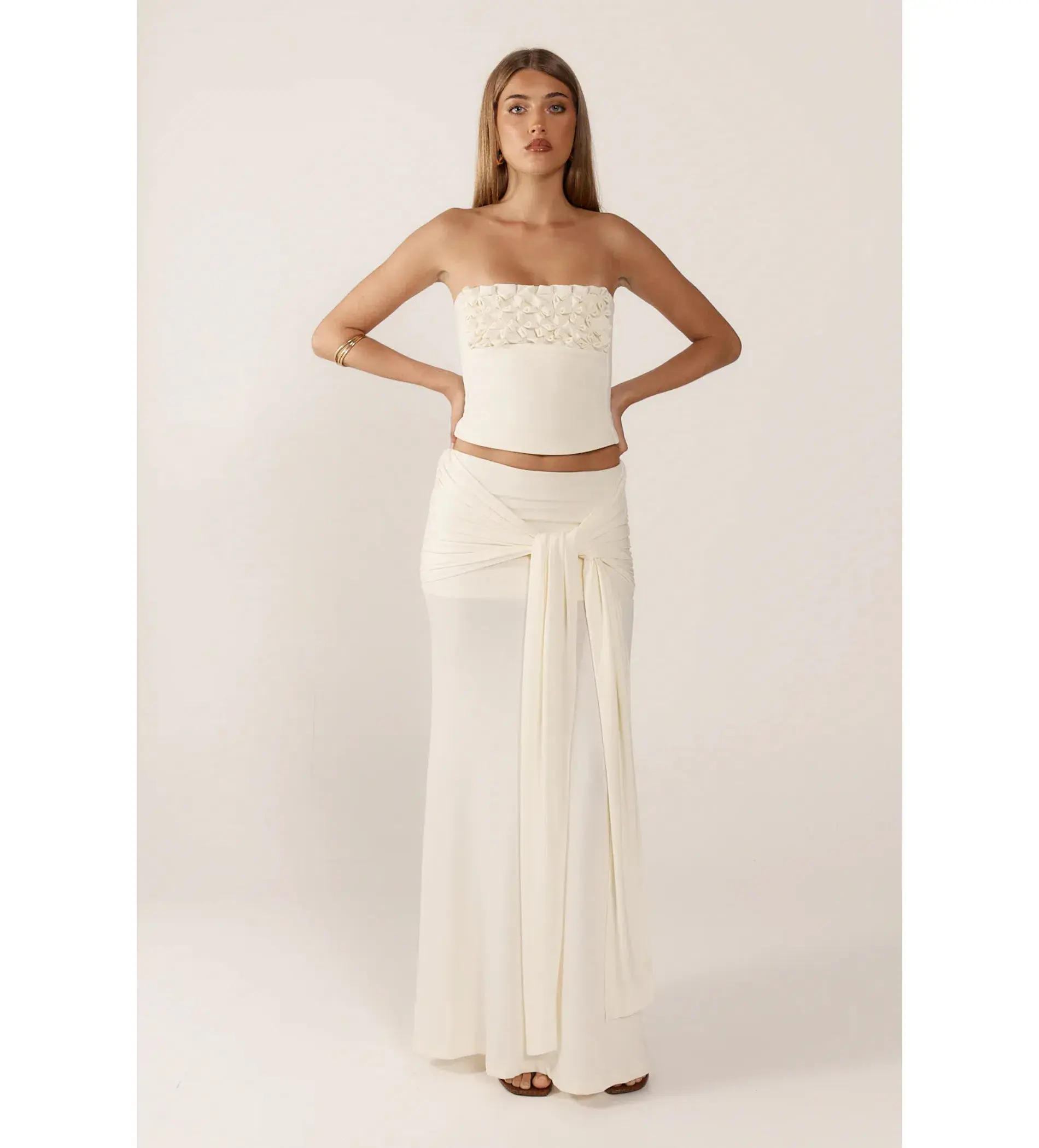 Ance Gria Jude Top and Maxi Skirt Set Ivory Size S AU 8 - Image 2