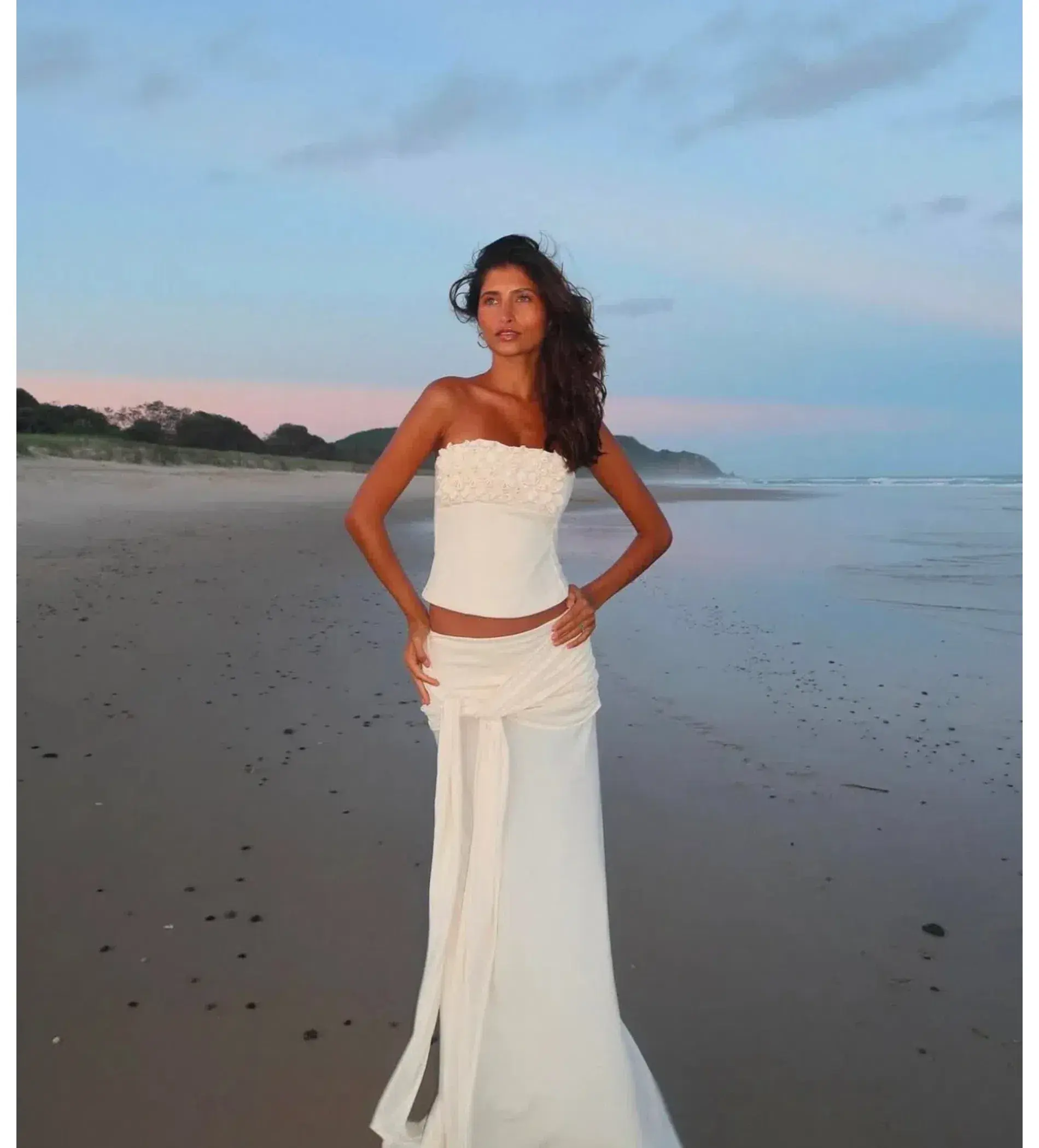 Ance Gria Jude Top and Maxi Skirt Set Ivory Size S AU 8 - Image 3