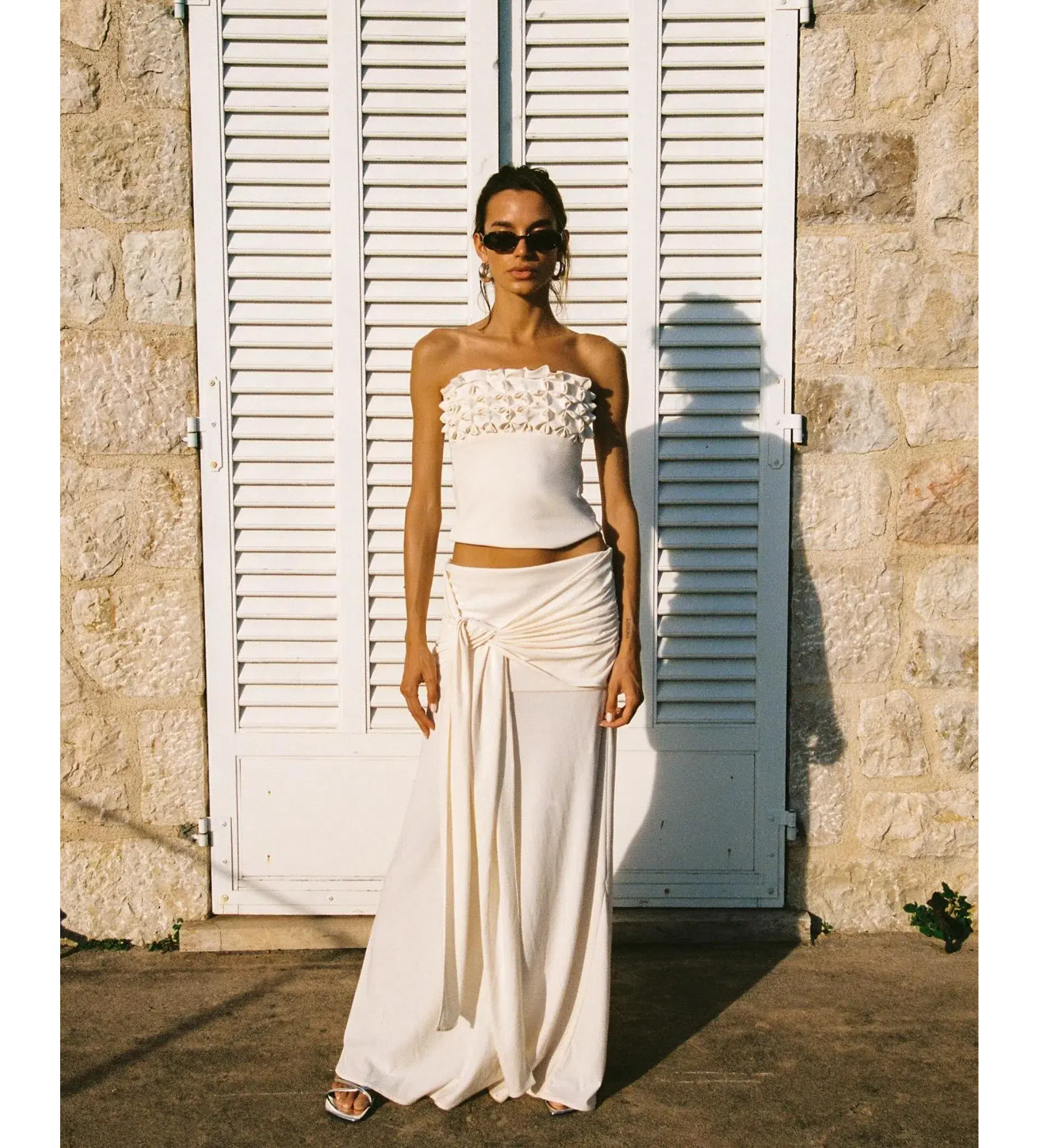 Ance Gria Jude Top and Maxi Skirt Set Ivory Size S AU 8 - Image 1