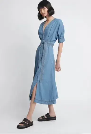 AJE Ennoble Midi Dress Blue Denim Size AU 10 - Image 2