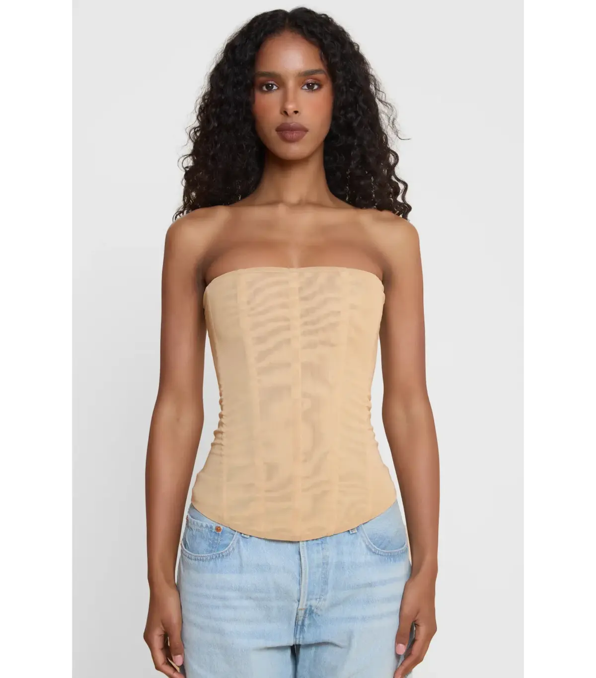 Leau Muse Mesh Corset Top Tan Size XS / AU 6 - Image 1