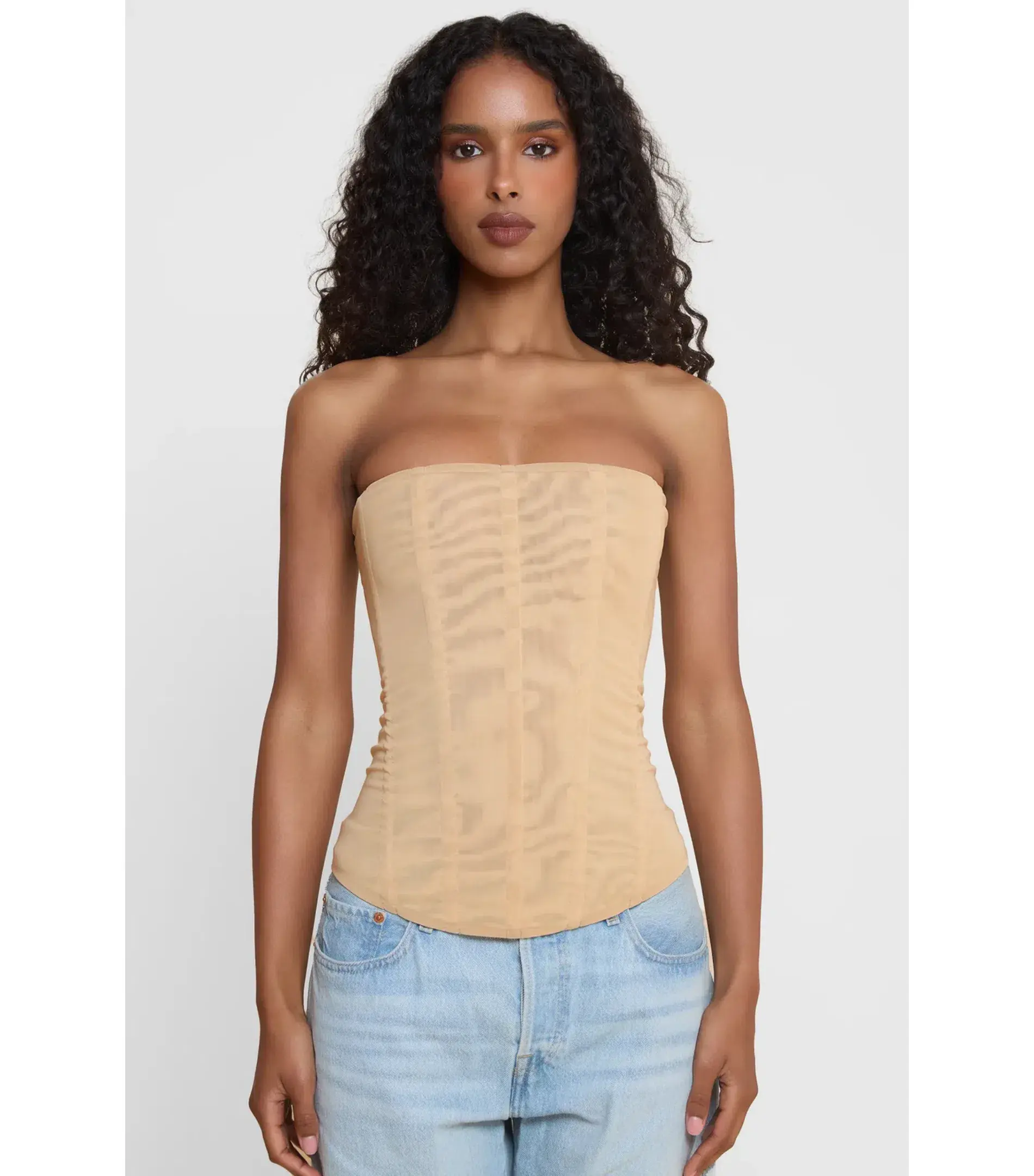 Leau Muse Mesh Corset Top Tan Size XS / AU 6 - Image 1