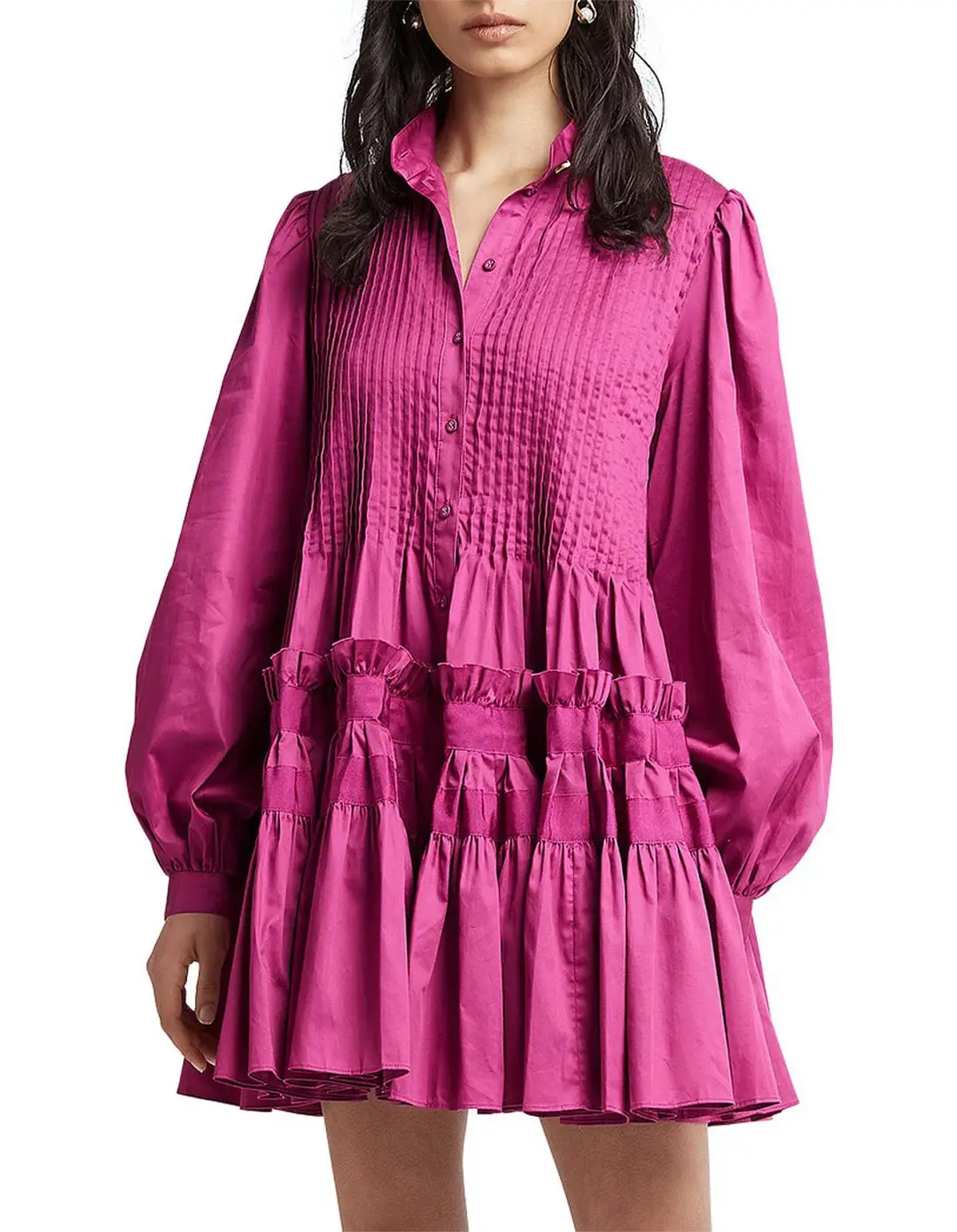 Aje Run Free Smock Mini Dress in Magenta Size AU 8 for rent on The Volte - main image