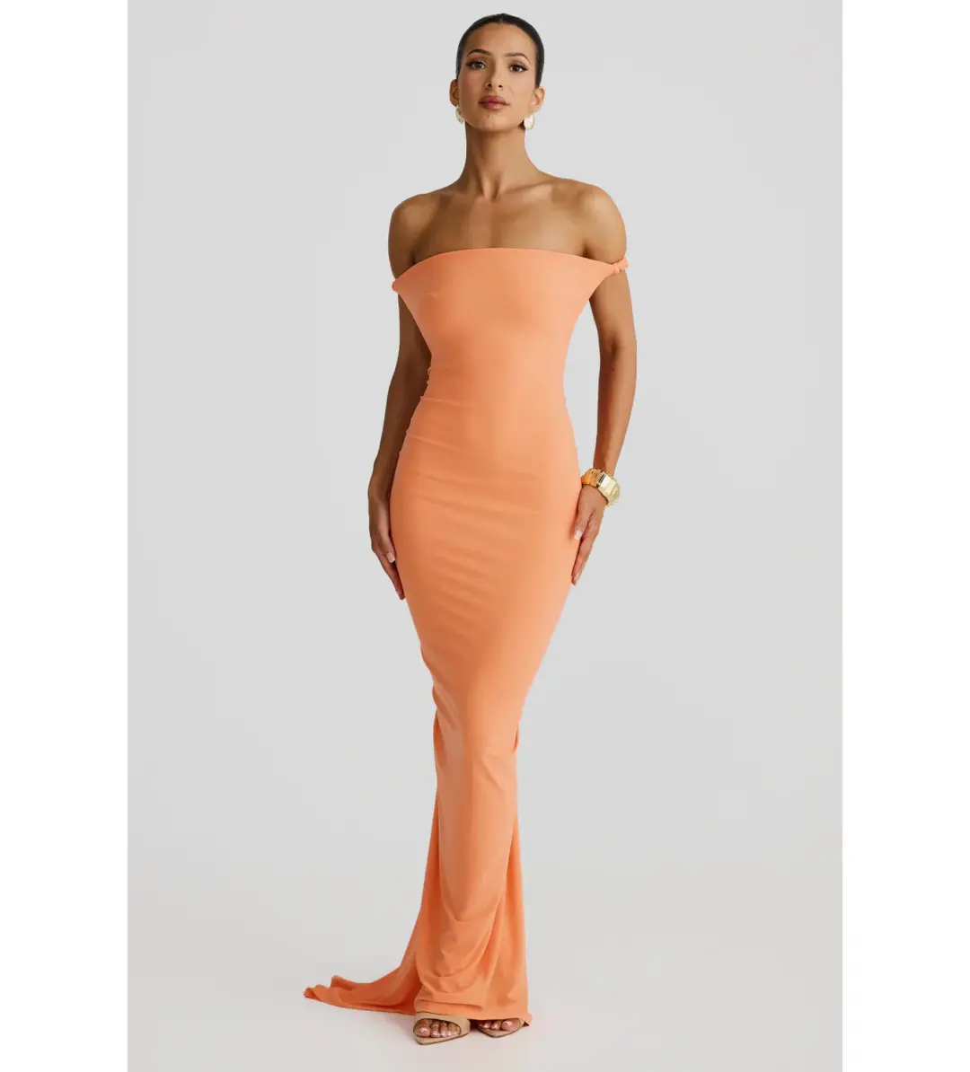 Melani The Label Maia Maxi Dress in Papaya Size S AU 8 for rent on The Volte - main image
