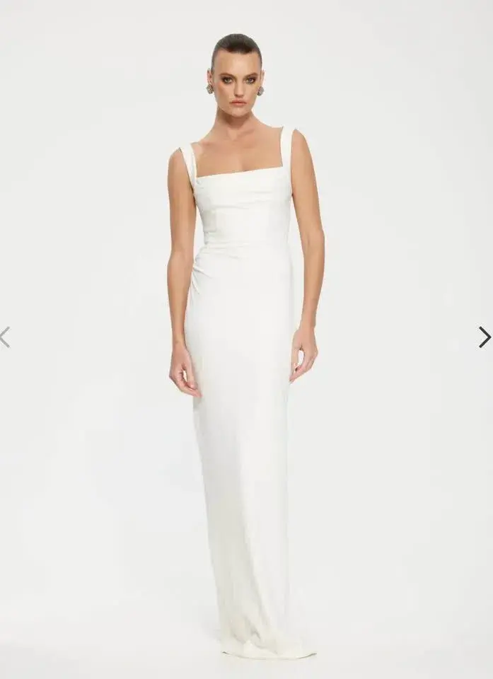 Effie Kats Marbella Gown Maxi Dress in Ivory Size AU 8 - Image 1