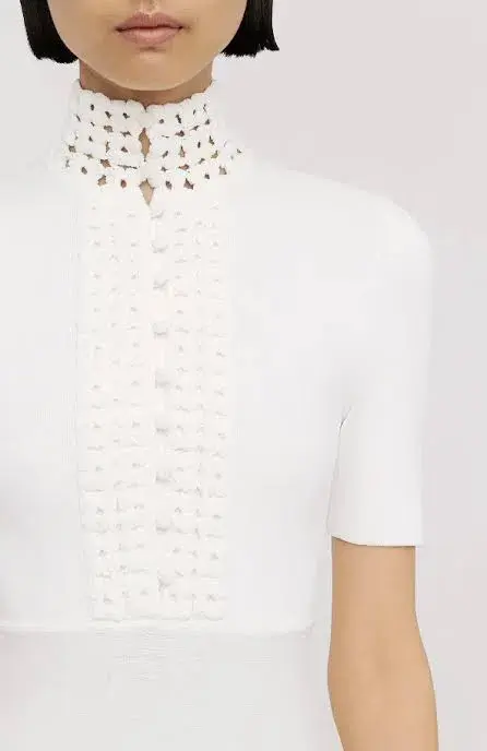 Scanlan Theodore Crepe Knit Daisy Soft Midi Dress in Ivory Cream Size L AU 12 - Image 2