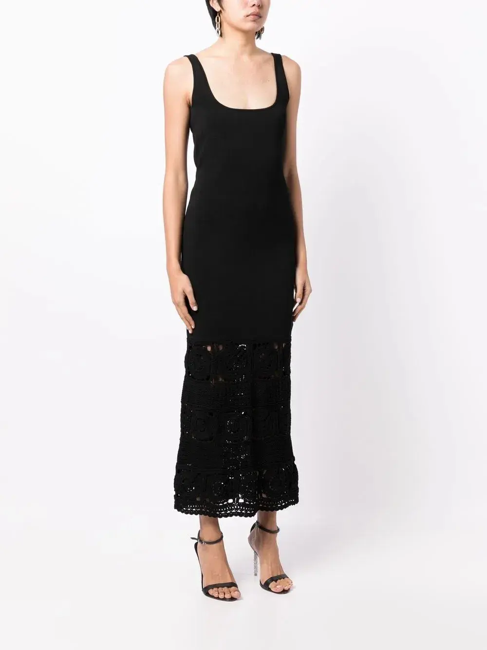 Rebecca Vallance Romina Crochet Trimmed Midi Dress Black Size L AU 12 - Image 2