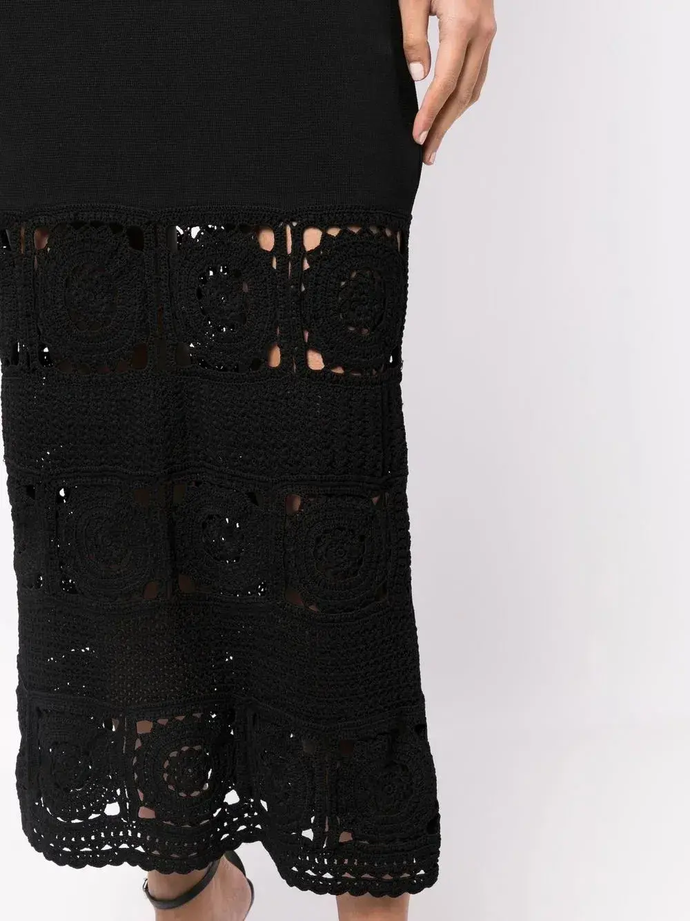 Rebecca Vallance Romina Crochet Trimmed Midi Dress Black Size L AU 12 - Image 4