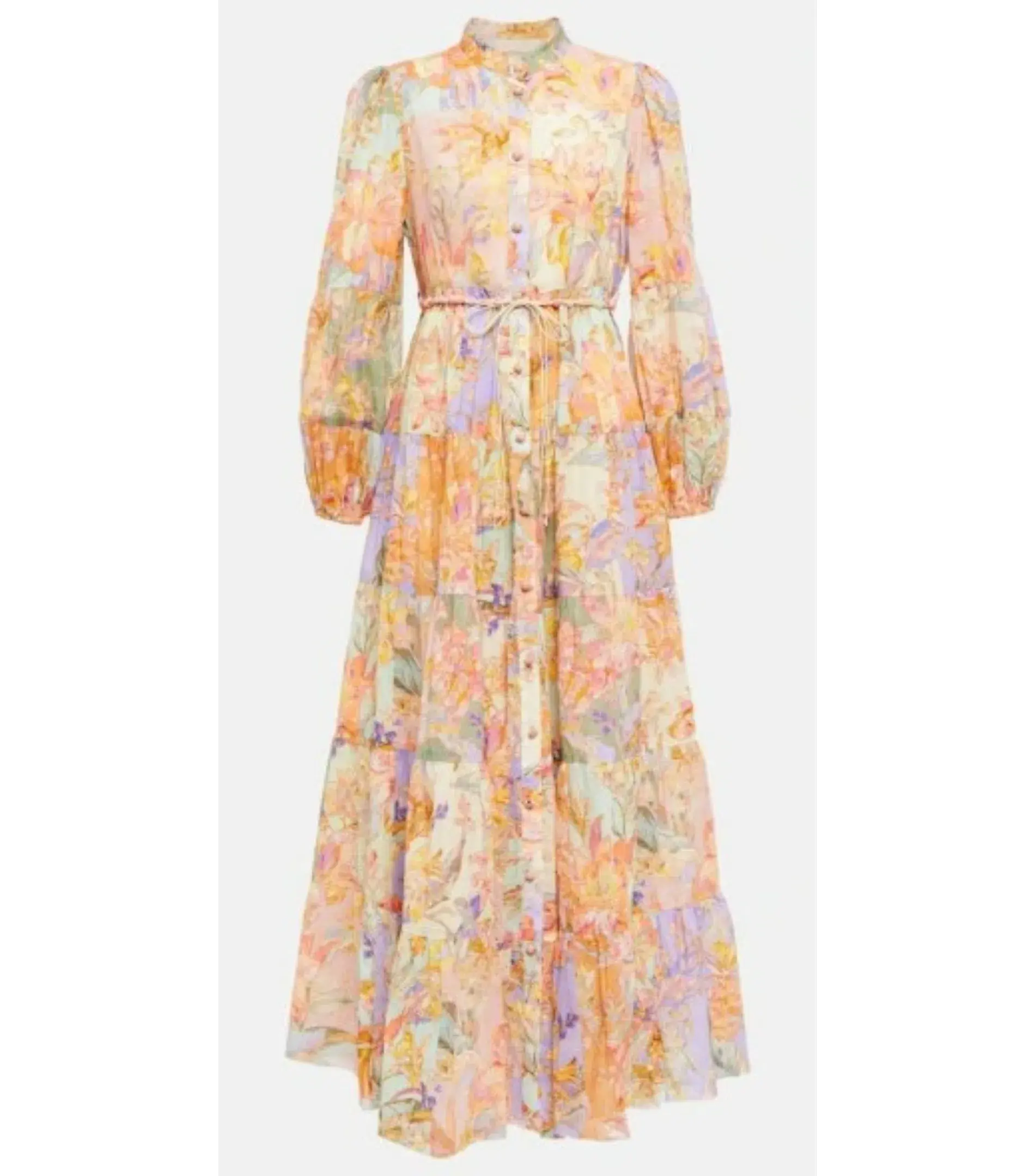 Zimmermann Cira Tiered Shirt Dress Patch Multi Floral Size 2 AU 12 - Image 5