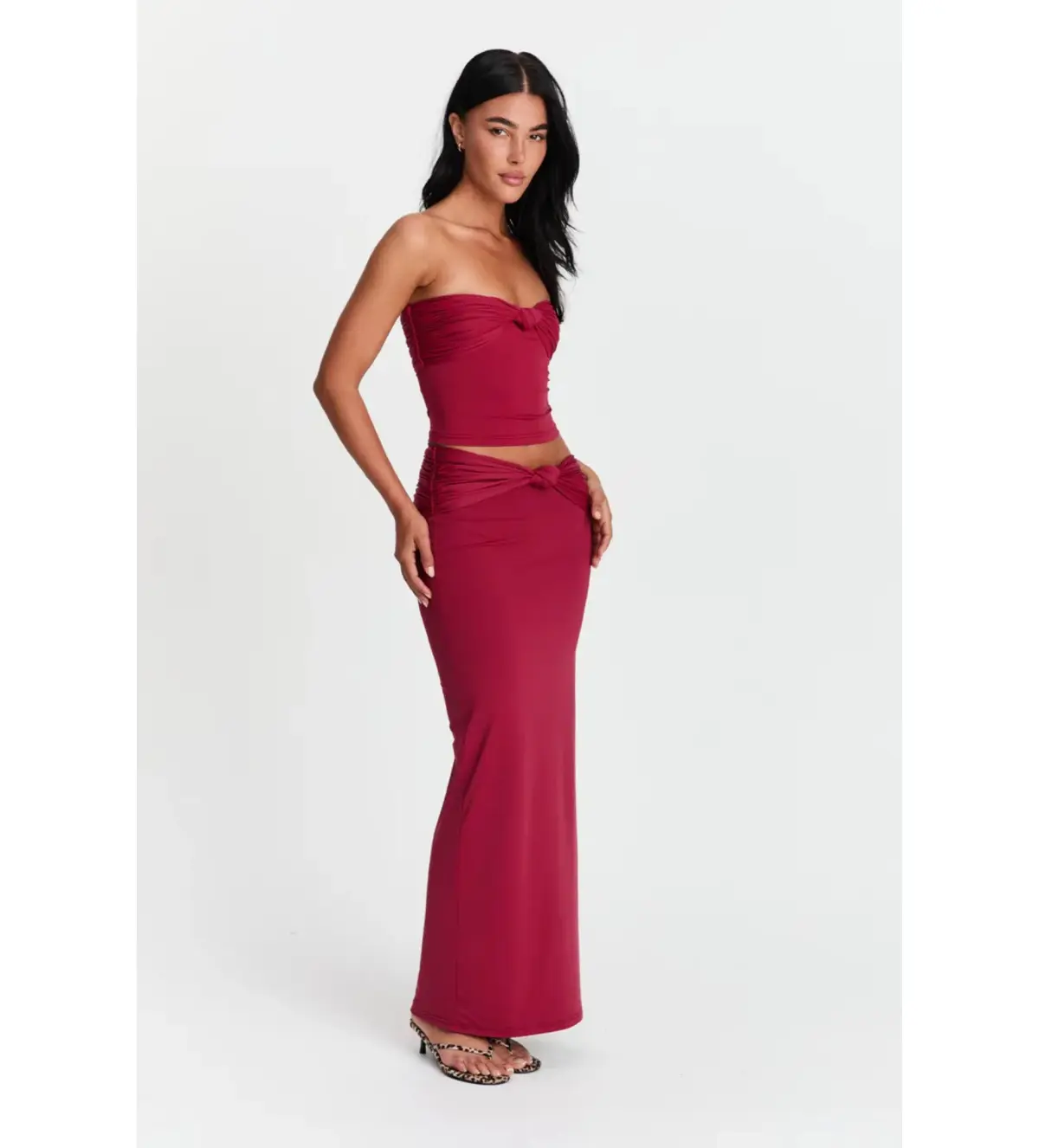 Sasha Therese Naya Top and Mila Maxi Skirt Set Cherry Red Size XS AU 6 - Image 2