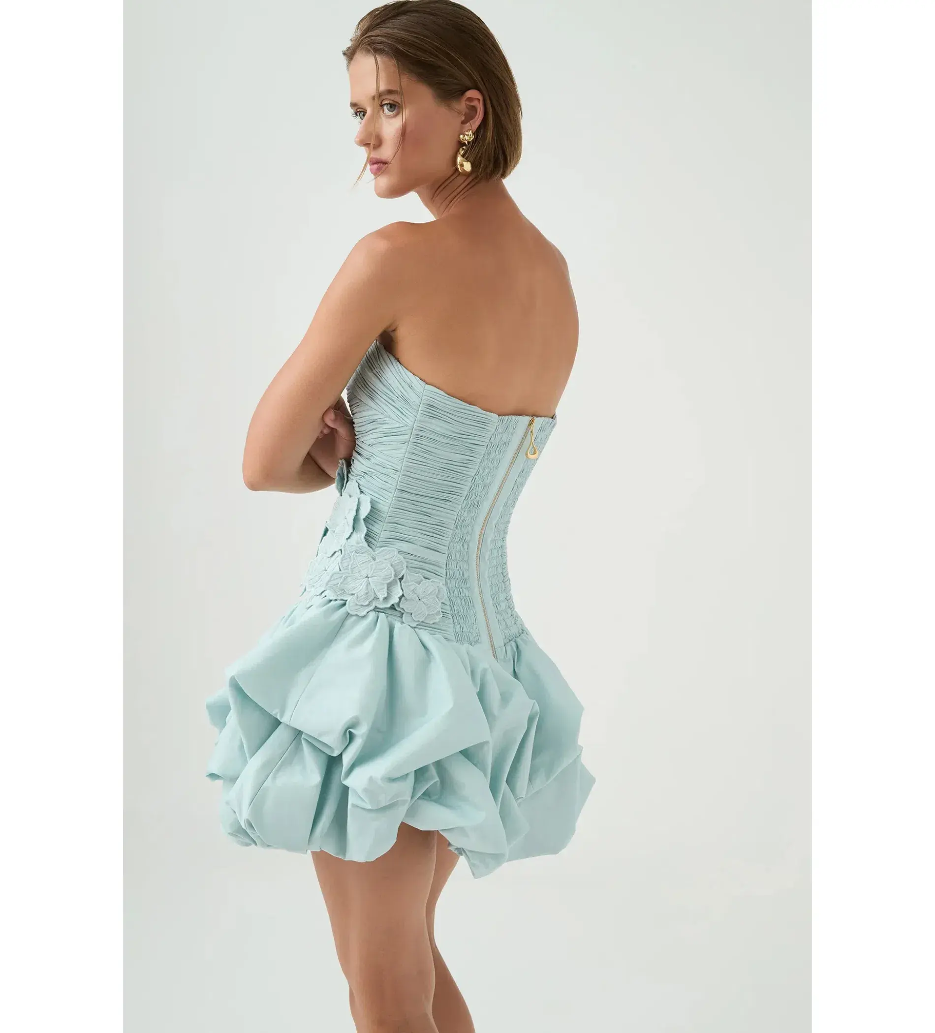AJE Splendour Mini Dress In Silver Blue Size 10 - Image 4