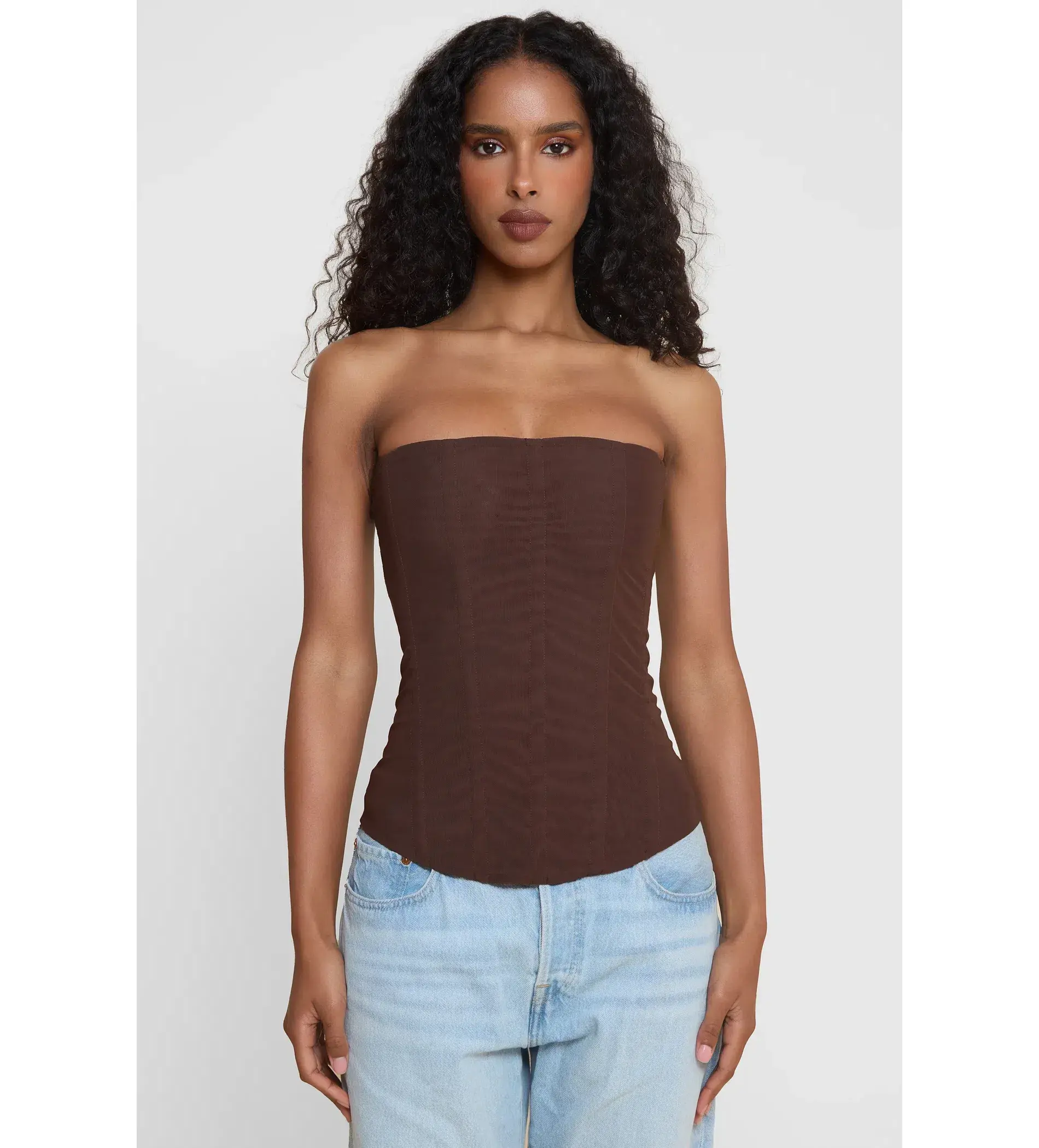 Leau Brown Muse Mesh Corset Top Size Size 10 - Image 1