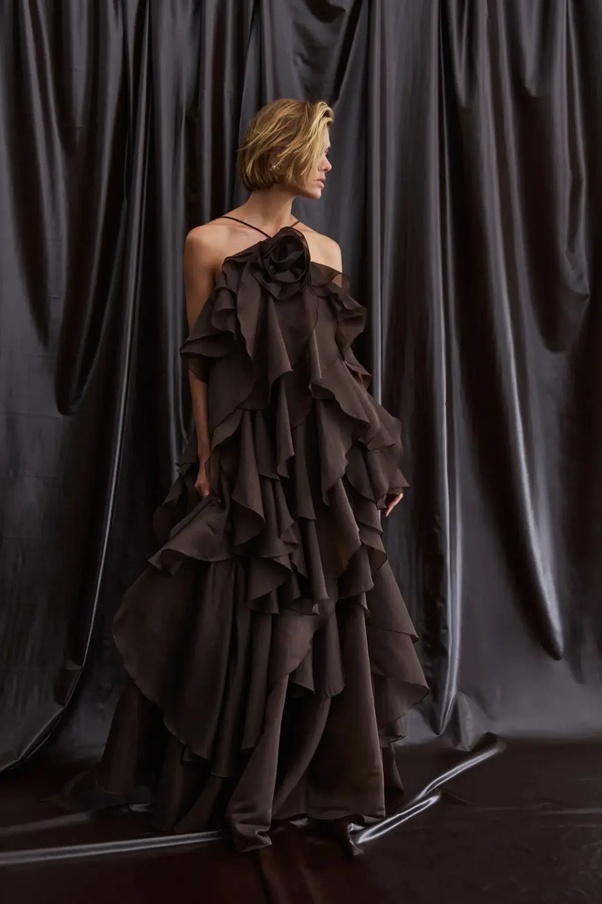Aje Pandorea Layered Maxi Dress Carob Brown Size 8 - Image 1