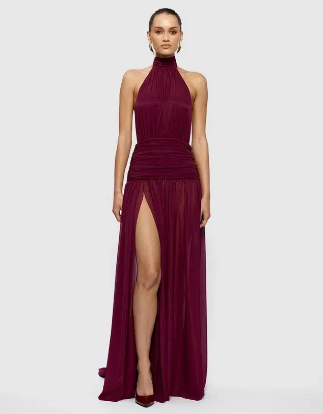 Effie Kats Verity Gown Burgundy Size 8 - Image 1