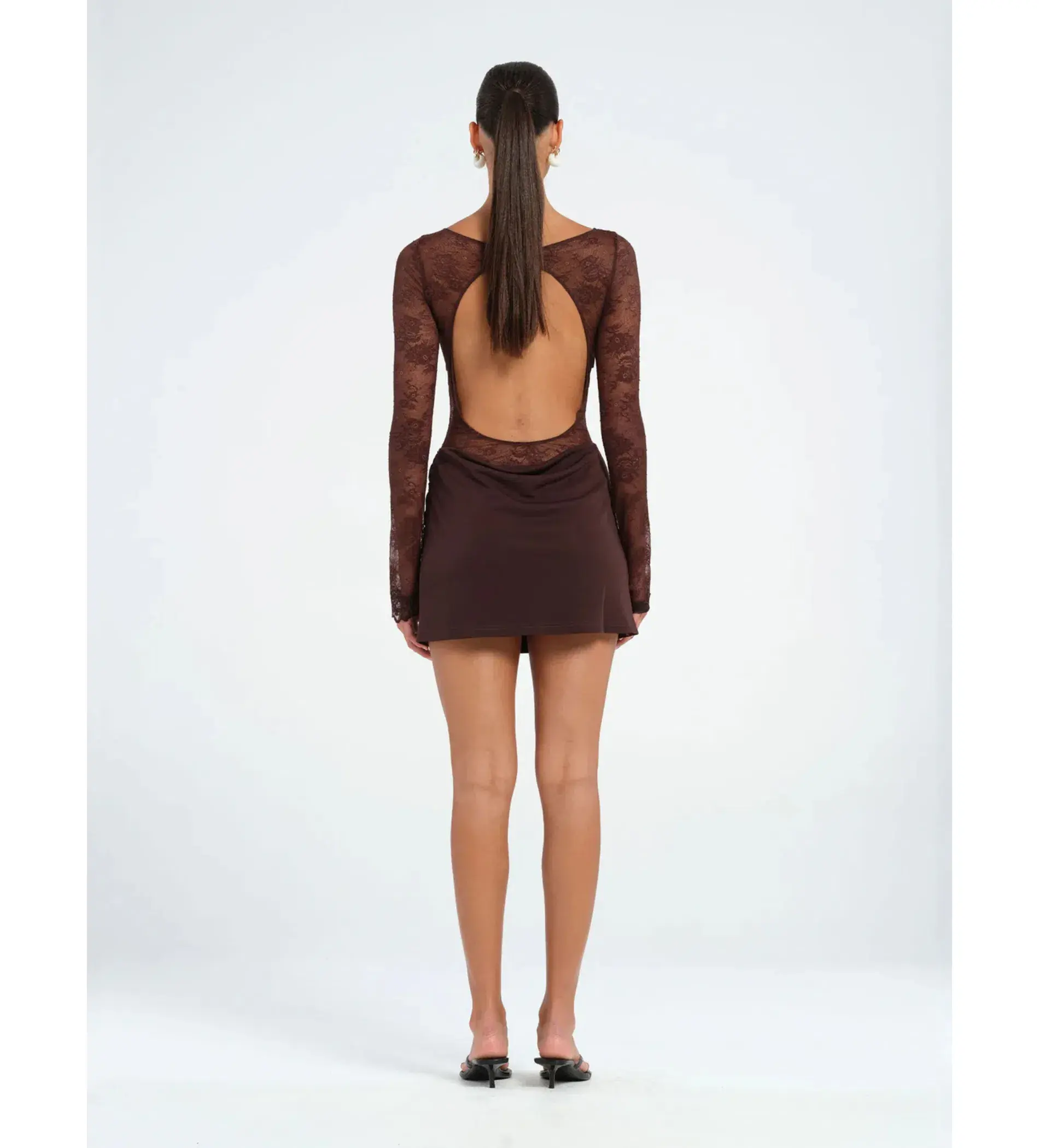 Benni Oskar Mini Dress Chocolate Size 8 - Image 3