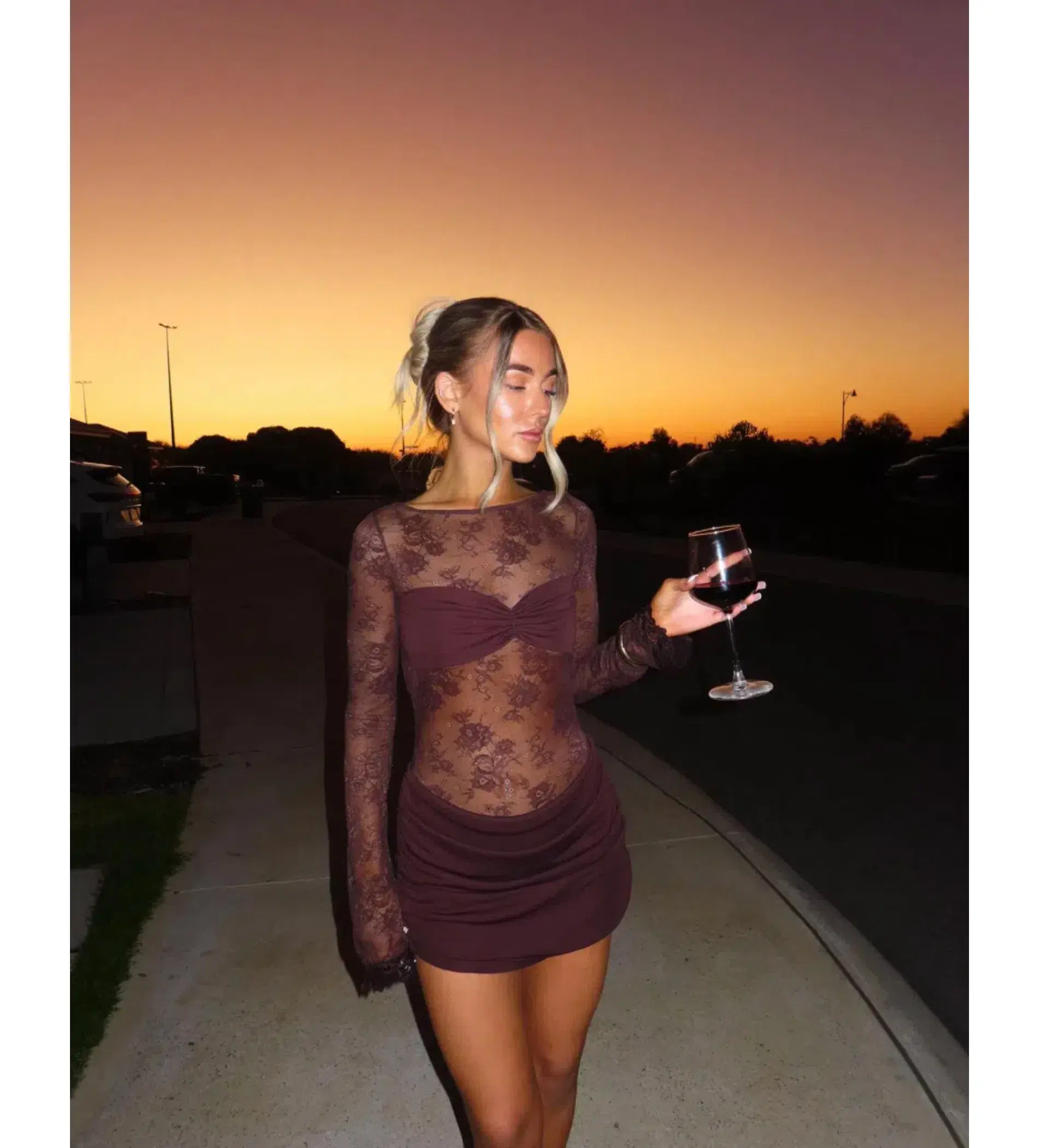 Benni Oskar Mini Dress Chocolate Size 10 - Image 4