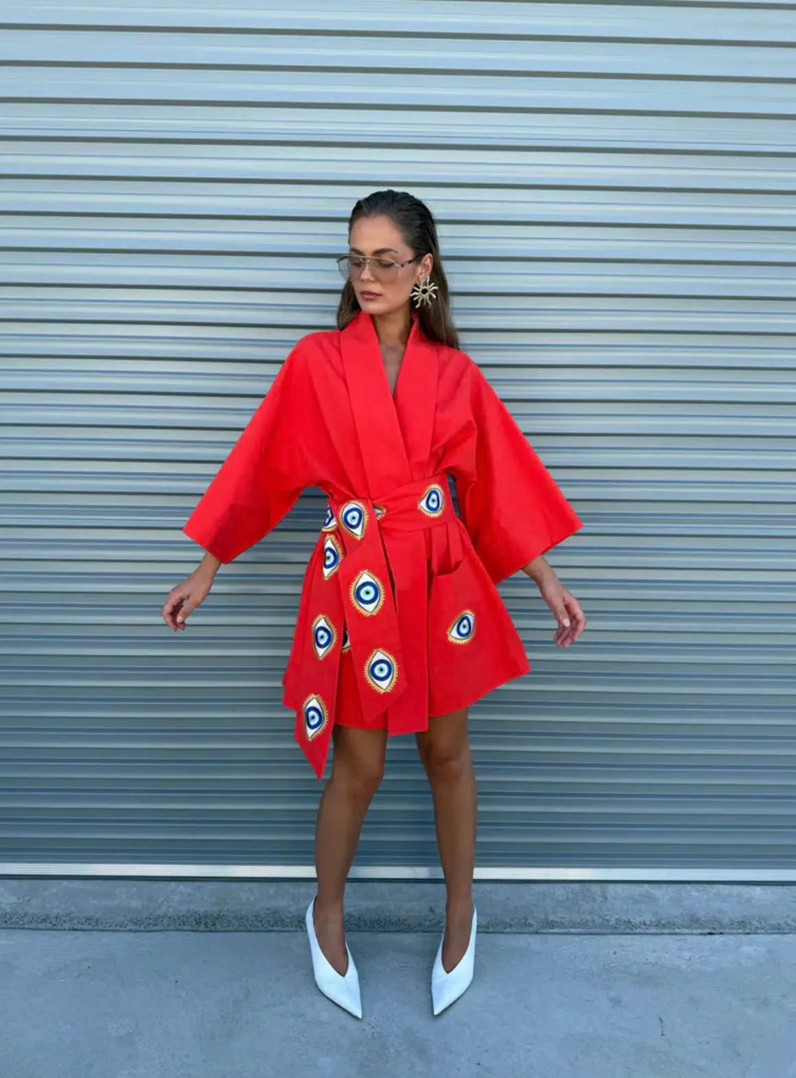 La Bohme Girls Nirvana Robe Dress Tangerine Evil Eye Size S-M  6-12 - Image 1