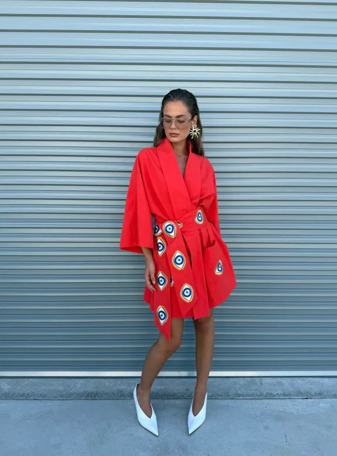 La Bohme Girls Nirvana Robe Dress Tangerine Evil Eye Size S-M  6-12 - Image 2