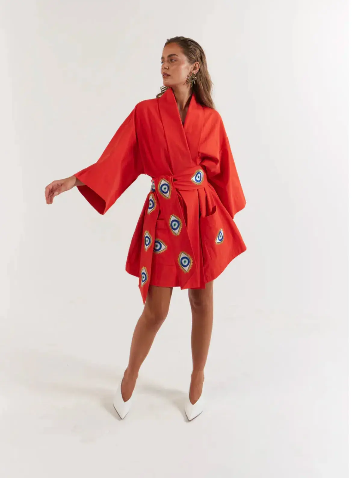 La Bohme Girls Nirvana Robe Dress Tangerine Evil Eye Size S-M  6-12 - Image 4