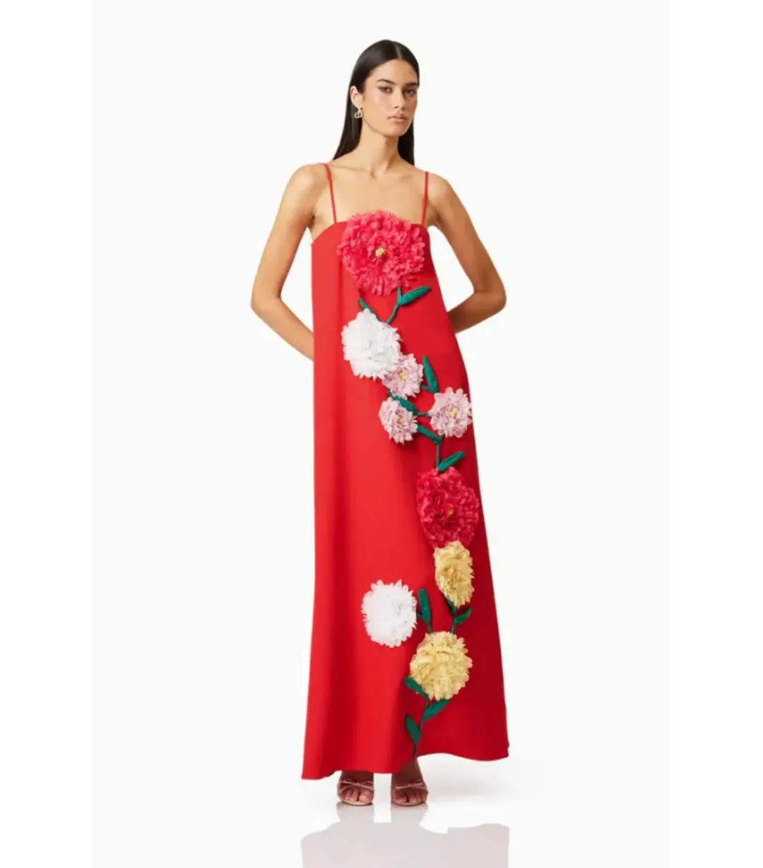 Elliatt Buttercup Embroided Maxi Dress Red Size AU 10 for rent on The Volte - main image