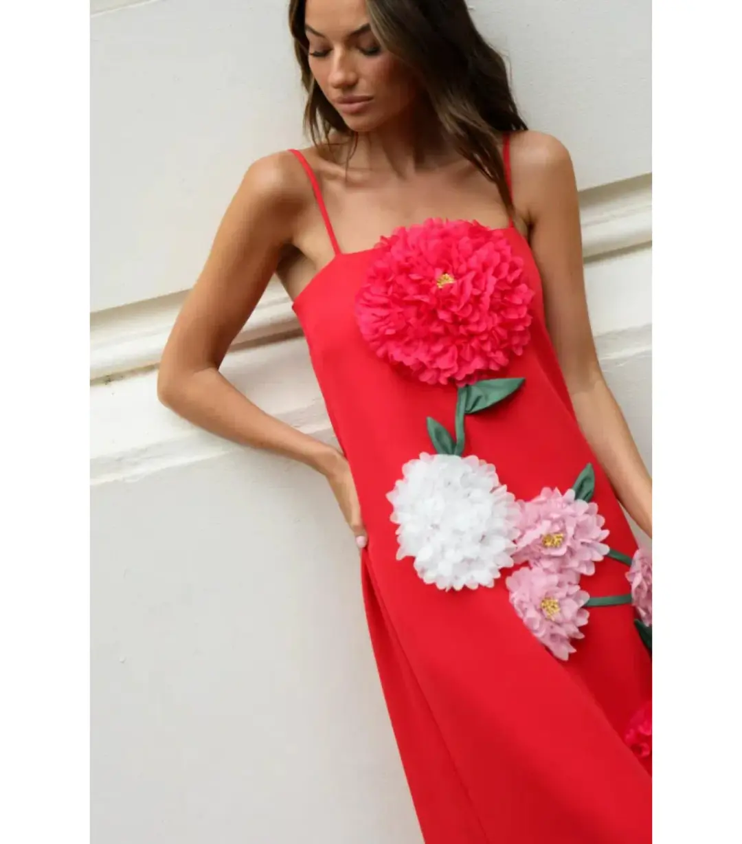 Elliatt Buttercup Embroided Maxi Dress Red Size AU 10 for rent on The Volte - main image