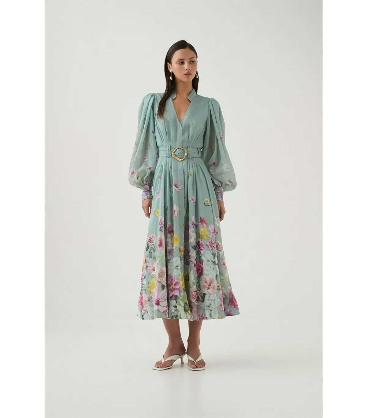 Aje Fleur Shirt Dress Mist Collage Floral Size 10/M - Image 5