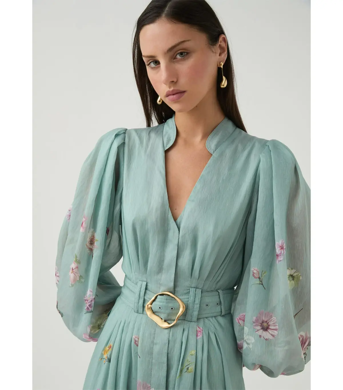 Aje Fleur Shirt Dress Mist Collage Floral Size 10/M - Image 3