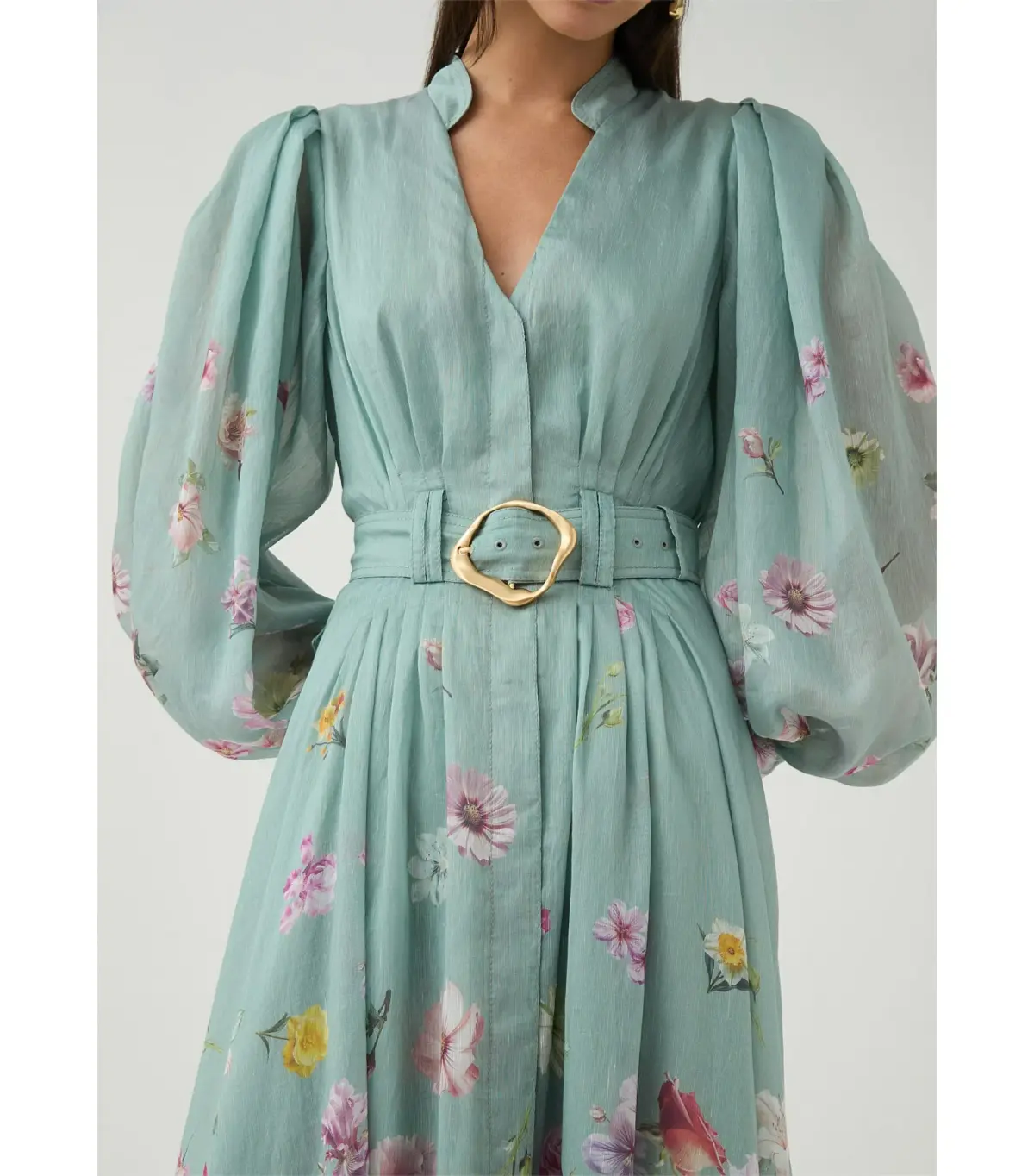 Aje Fleur Shirt Dress Mist Collage Floral Size 10/M - Image 2