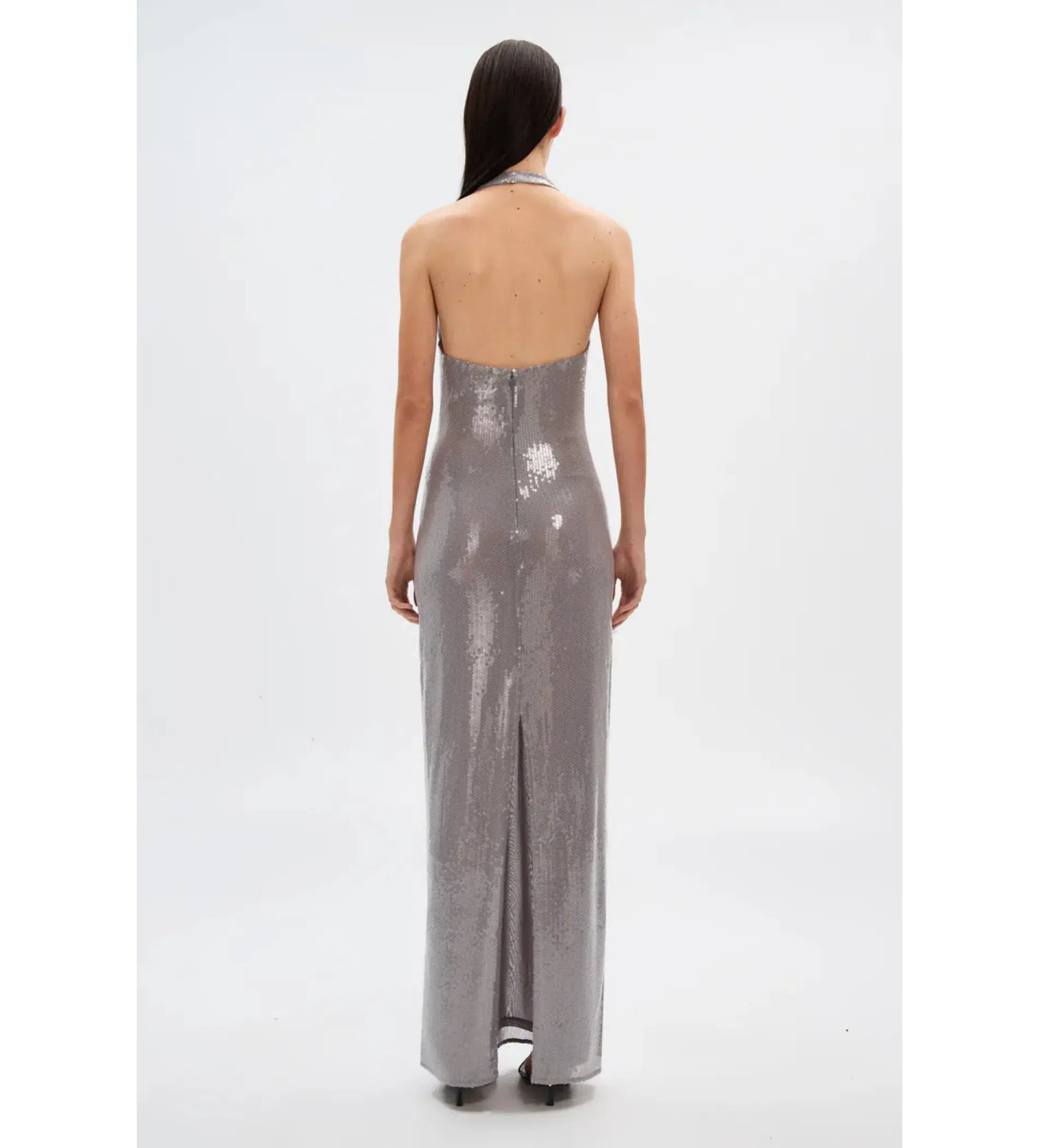 Misha Alusia Sequin Dress Silver Size 10/M - Image 2