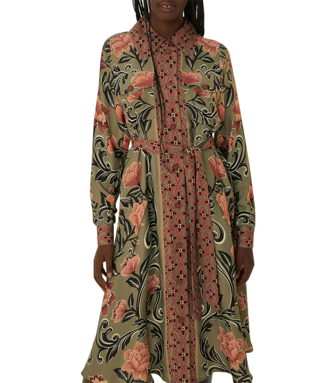 Farm Rio Arabesque Midi Dress Floral Green Size 18/L for rent on The Volte - main image