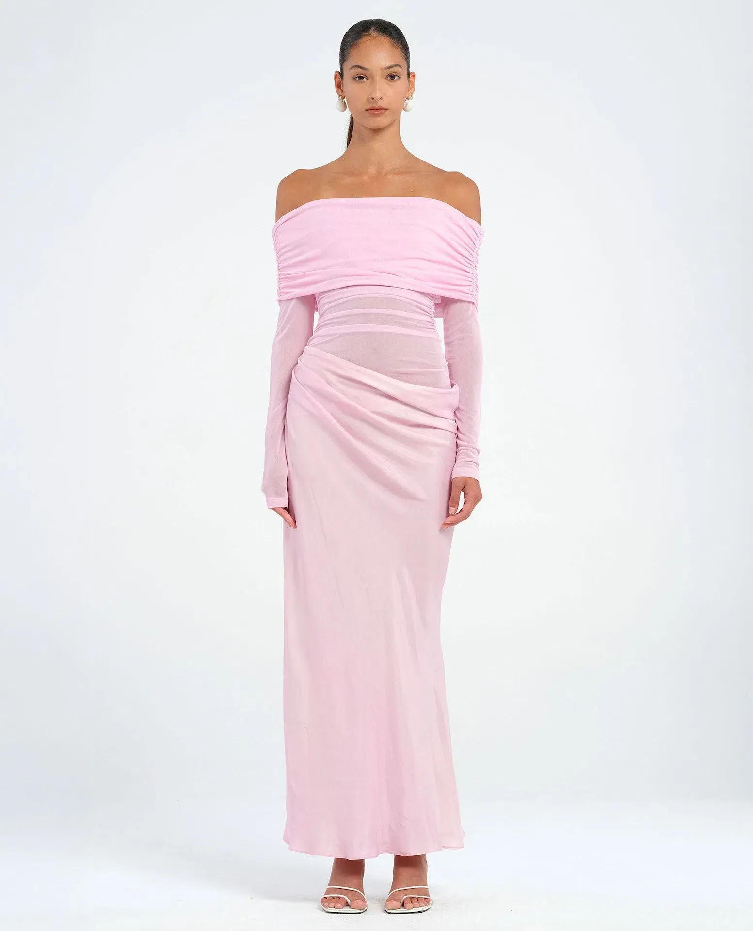 Benni Yasmin Off the Shoulder Maxi Dress in Baby Pink Size 8 - Image 1