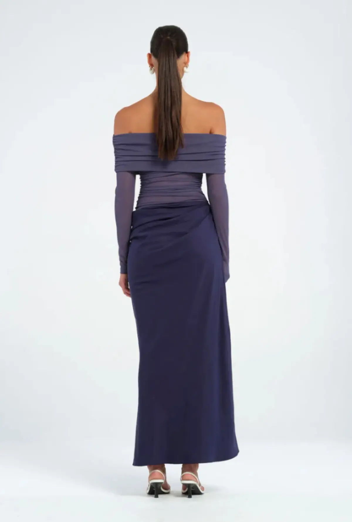 Benni Yasmin Off Shoulder Dress in Navy Size 8 - Image 4