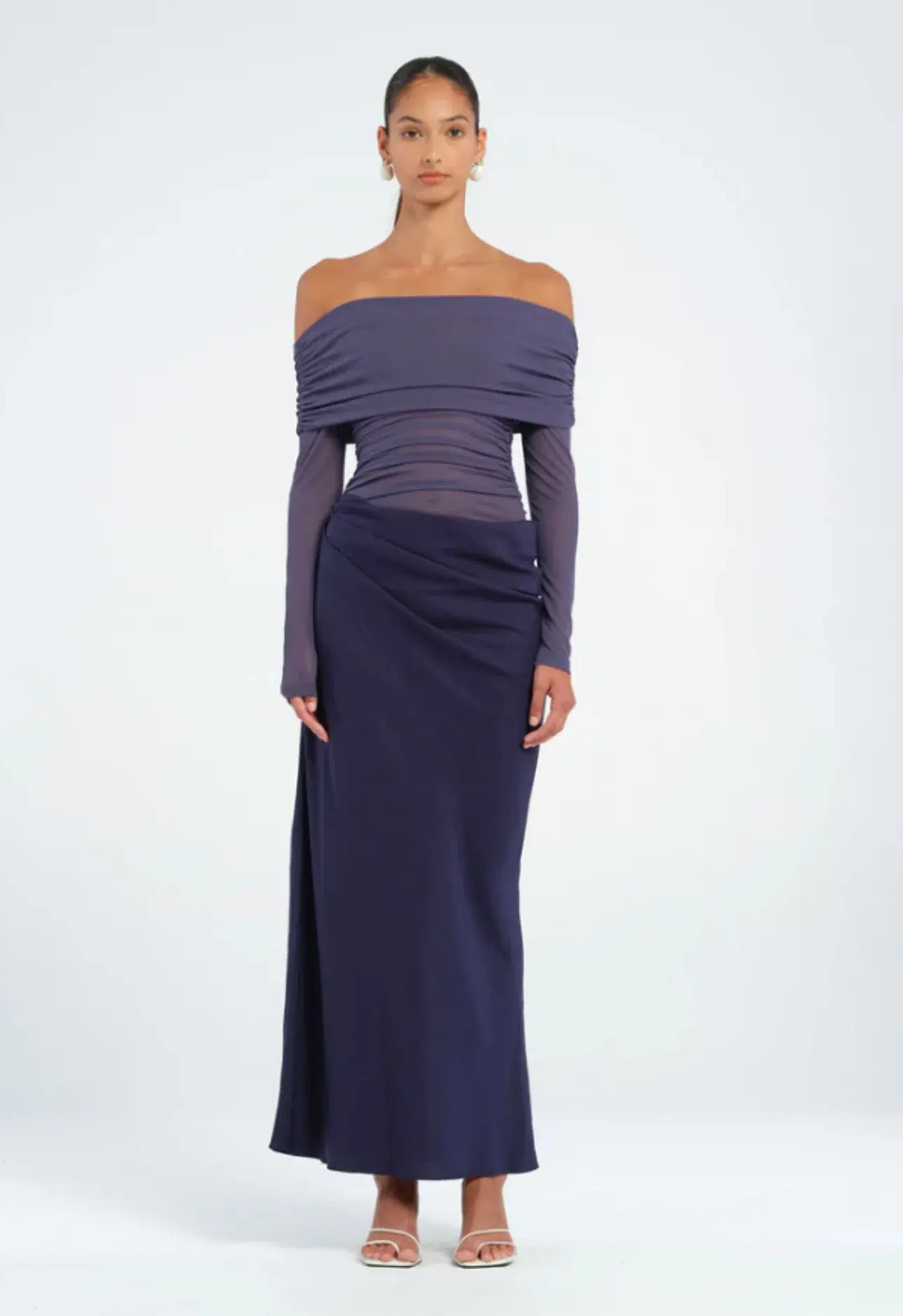 Benni Yasmin Off Shoulder Dress in Navy Size 8 - Image 2