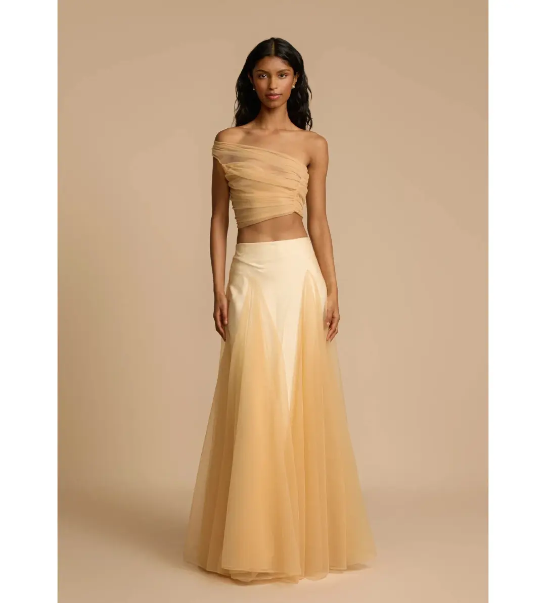 Arcina Ori Violetta Top and Maxi Skirt Set Gold Size XS AU 6 for rent on The Volte - main image