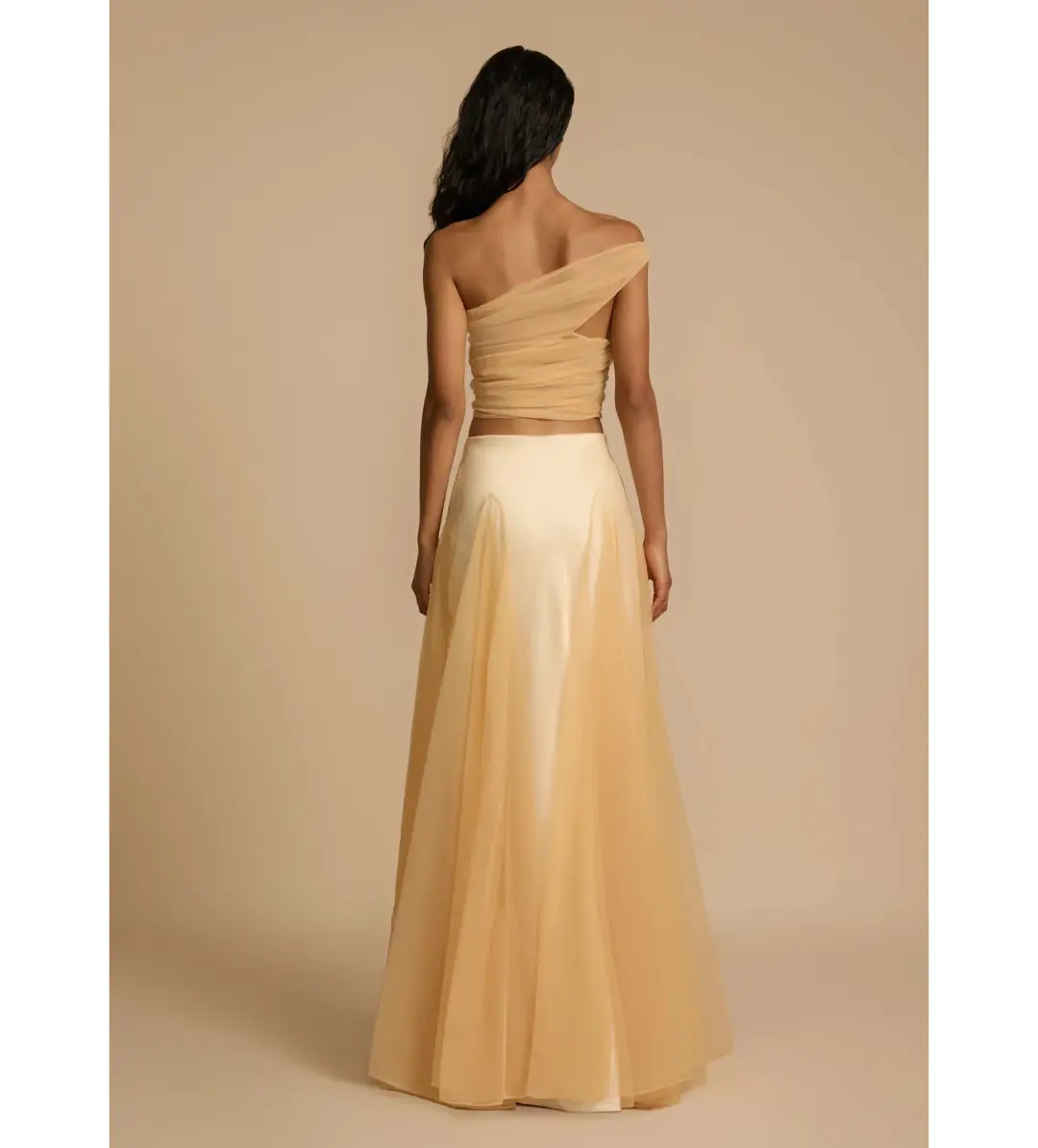 Arcina Ori Violetta Top and Maxi Skirt Set Gold Size XS AU 6 for rent on The Volte - main image