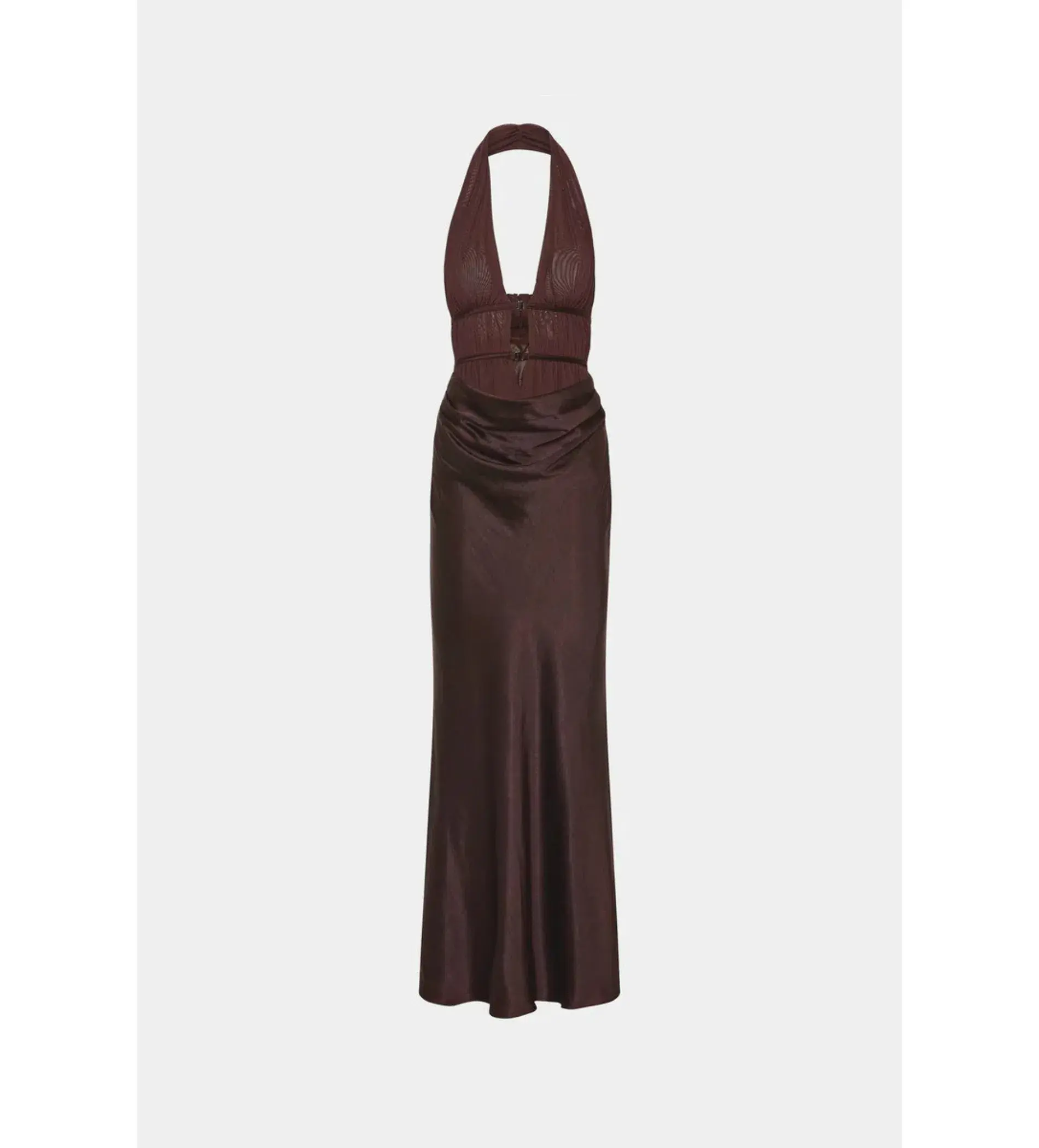 Misha The Celine Satin Maxi Dress Umber Brown Size 10 - Image 4