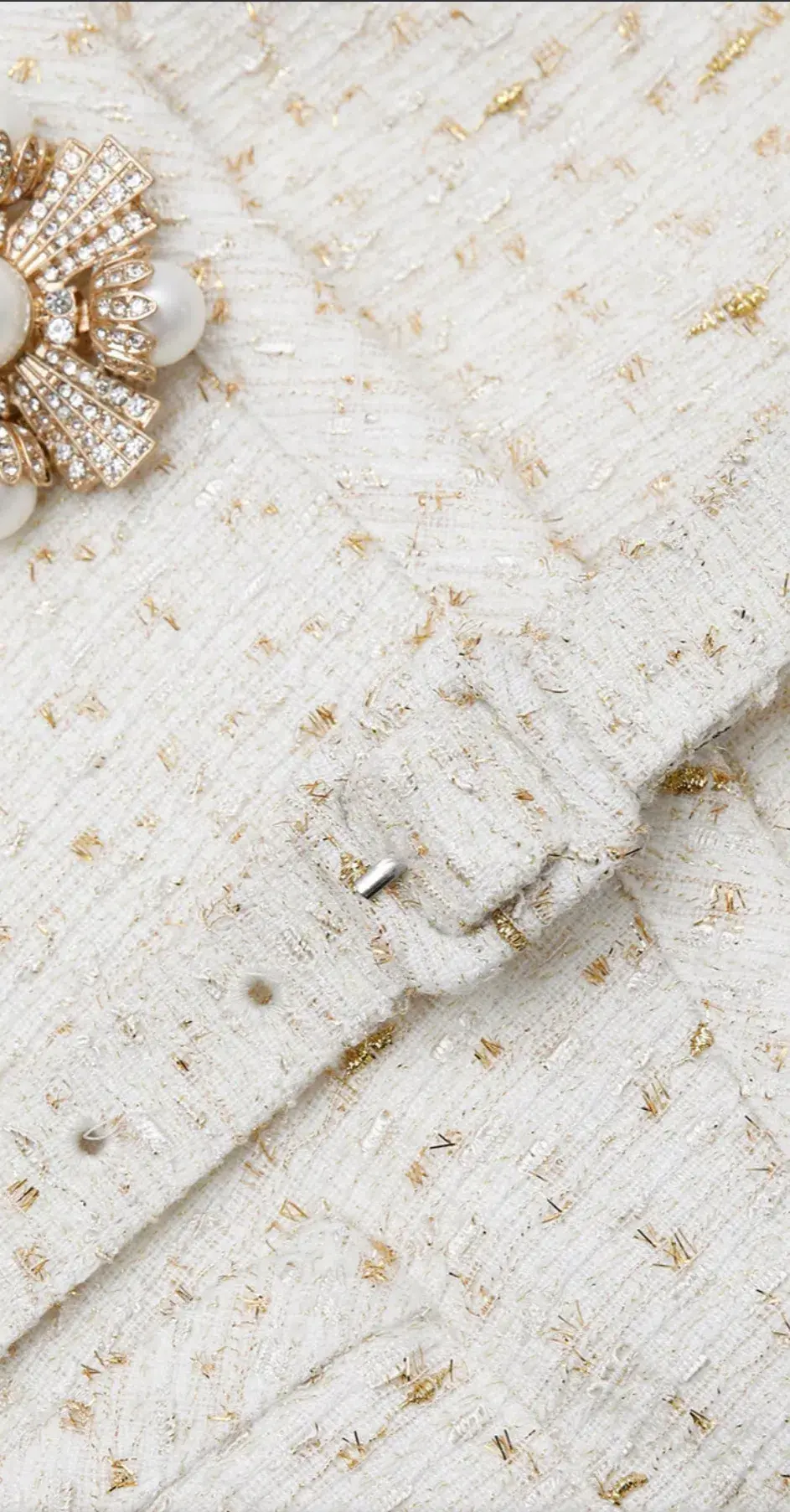 Self-Portrait Cream Metallic Boucle Mini Jacket Dress Size AU 8 for rent on The Volte - main image