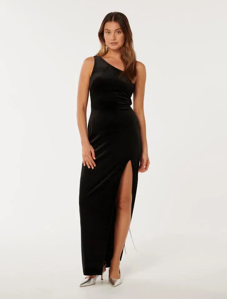 Forevernew  Beverley  Velvet Maxi Dress Black Size 12  - Image 3