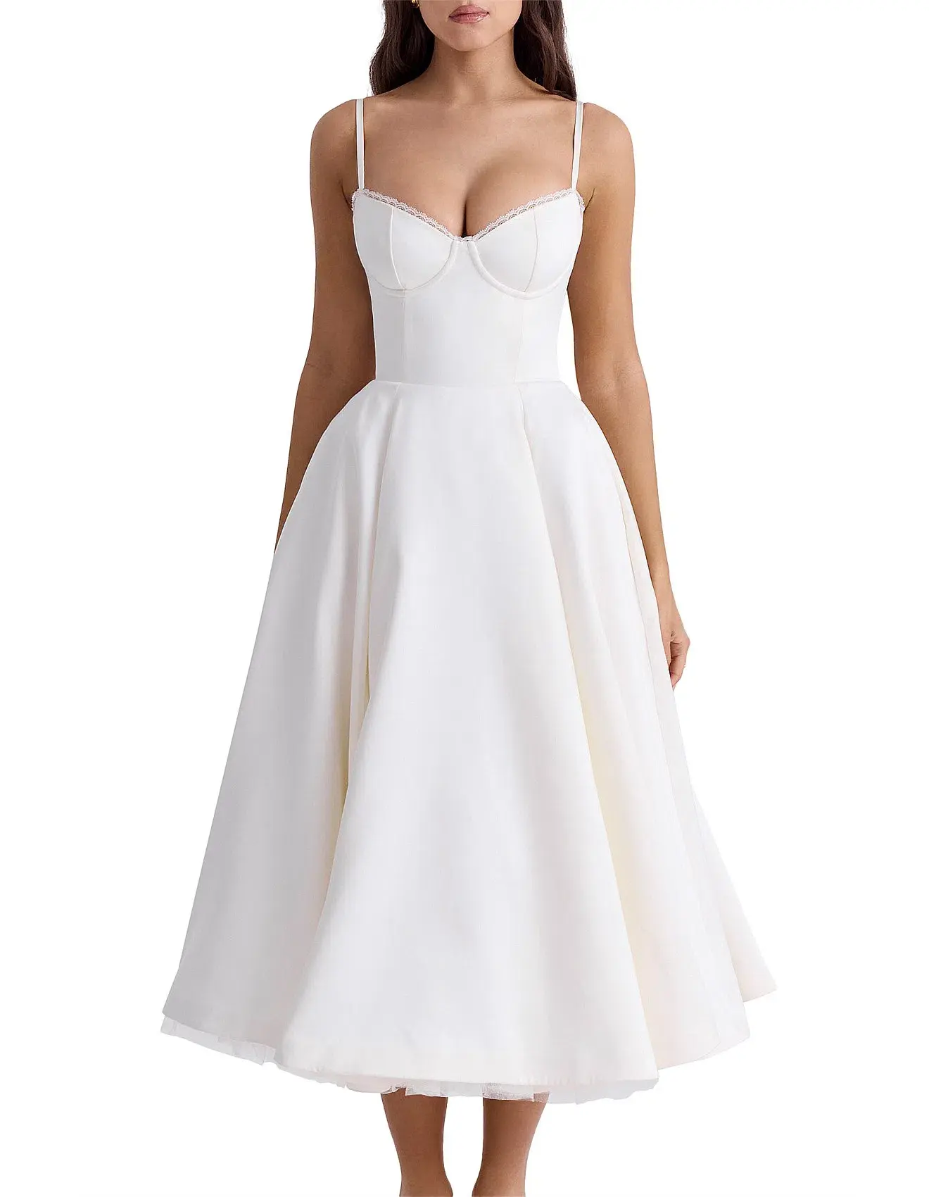 House of CB Mademoiselle White Tull Midi Dress Size AU 6 - Image 1