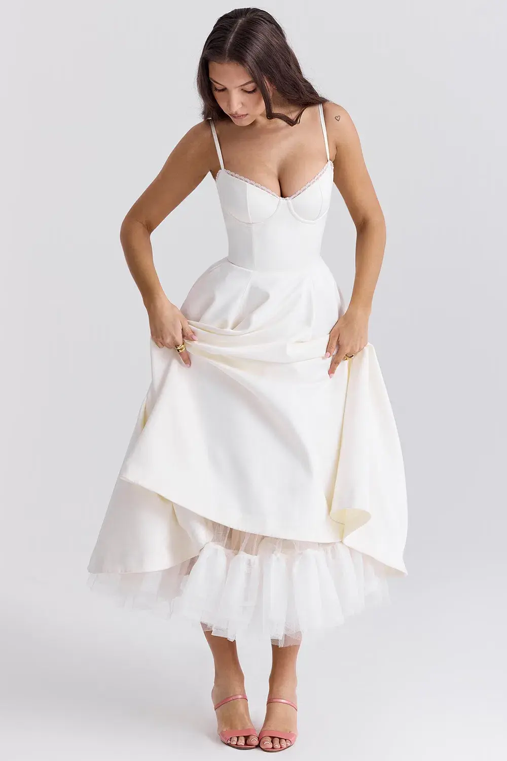 House of CB Mademoiselle White Tull Midi Dress Size AU 6 - Image 3