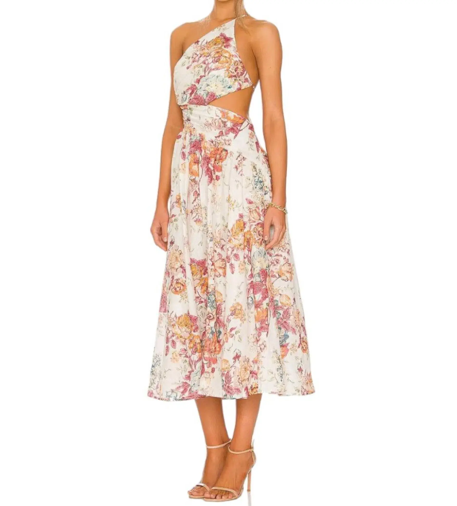 Zimmermann The Pattie Asymmetric Dress in Cream Floral Size 4 Au 12-14 - Image 1