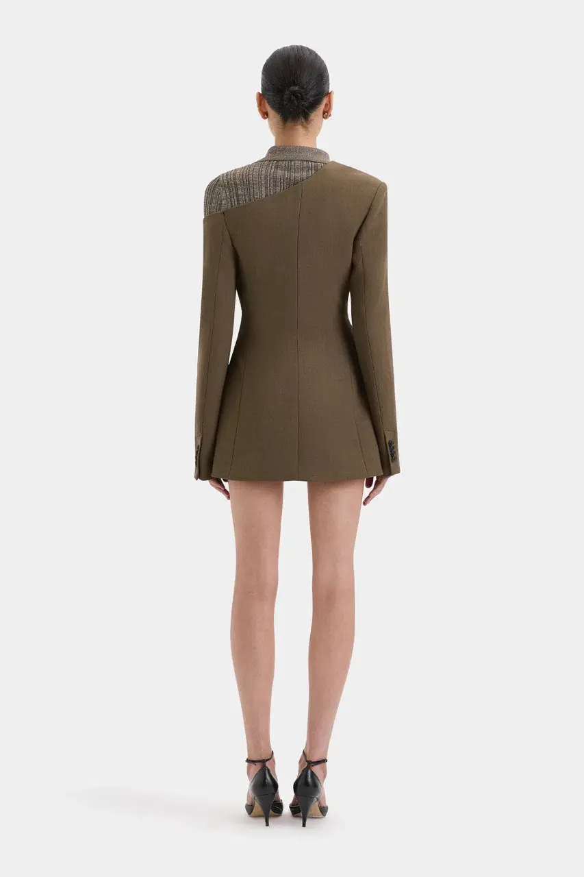SIR the Label Sartoria Mini Dress Chocolate Marle Size 8 - Image 3
