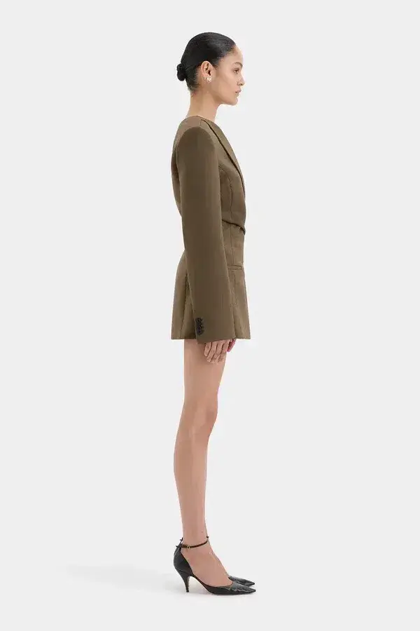 SIR the Label Sartoria Mini Dress Chocolate Marle Size 8 - Image 2