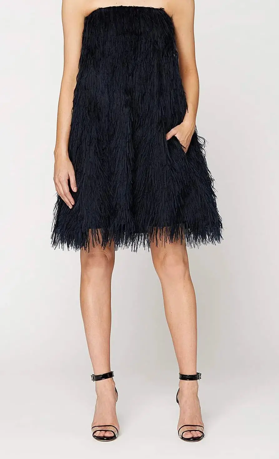 Scanlan Theodore Navy Taffeta Feather Mini Dress Size AU 6 - Image 1