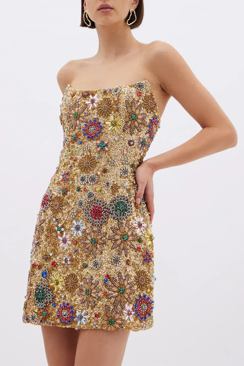 Rachel Gilbert Francesca Mini Dress Gold Size AU 8 - Image 1