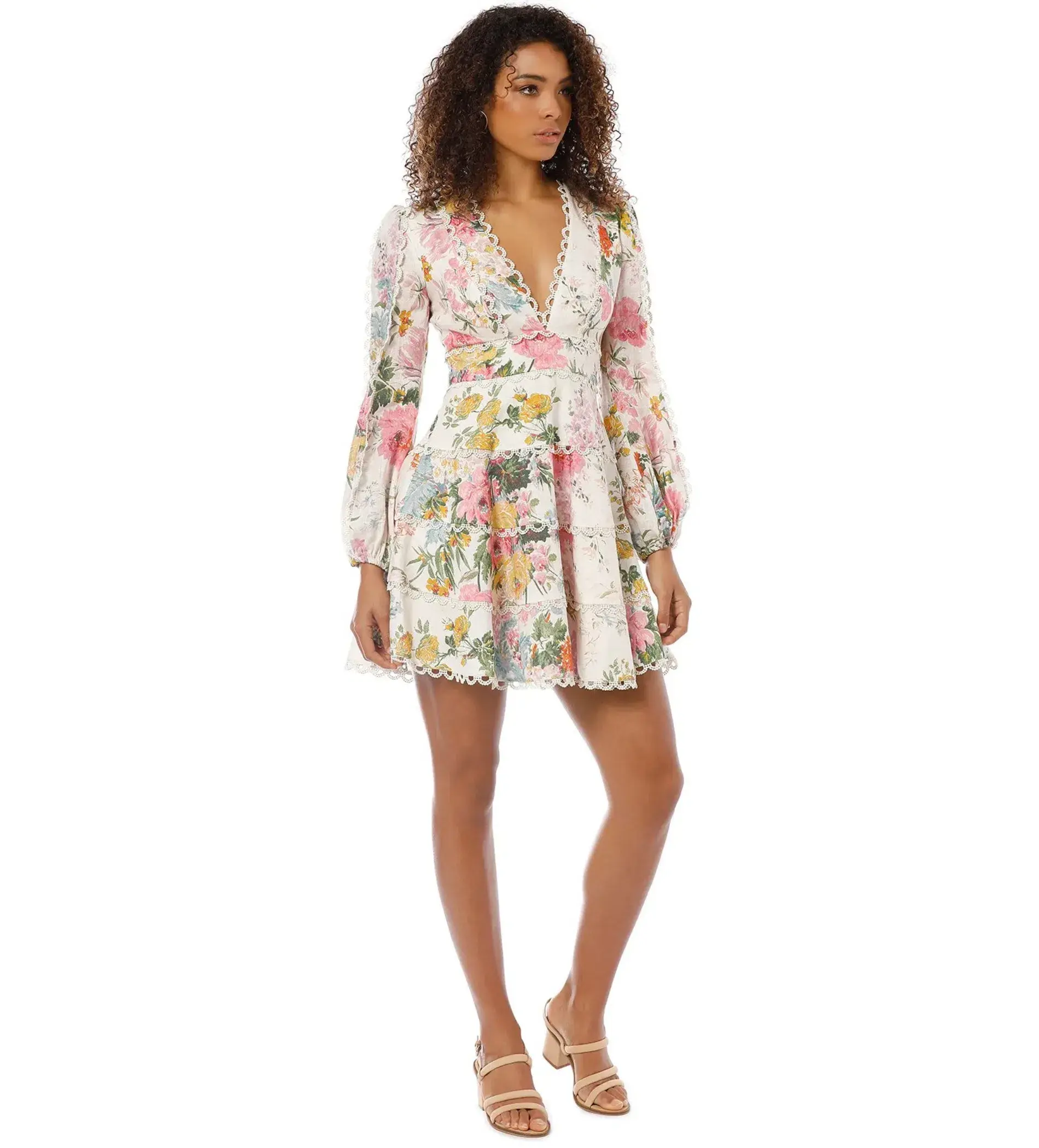 Zimmermann Heathers Flounce Mini Dress Floral Size 1 AU 10 - Image 2