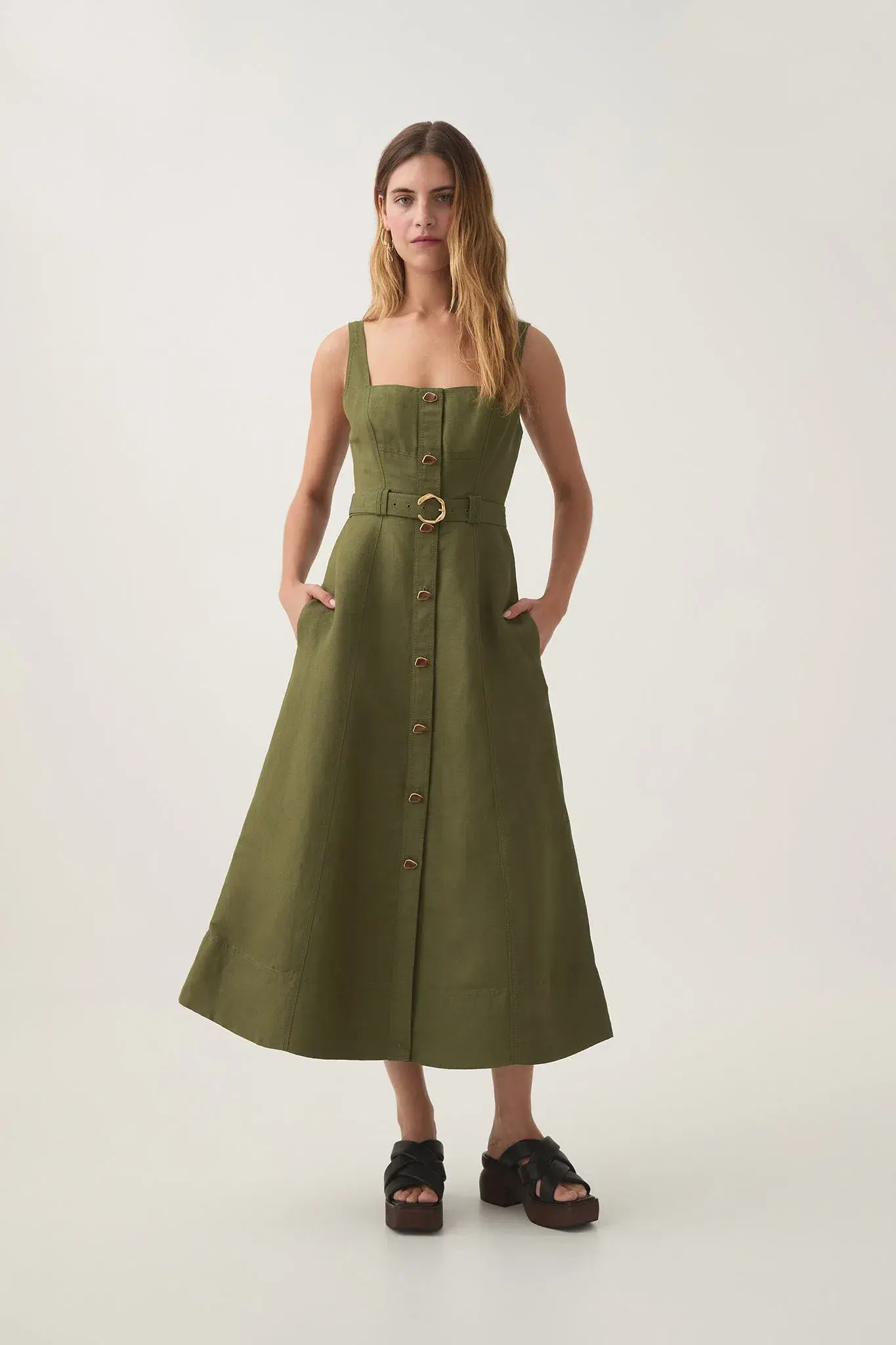 AJE Axle Utility Midi Dress Palm Green Size AU 10 - Image 1
